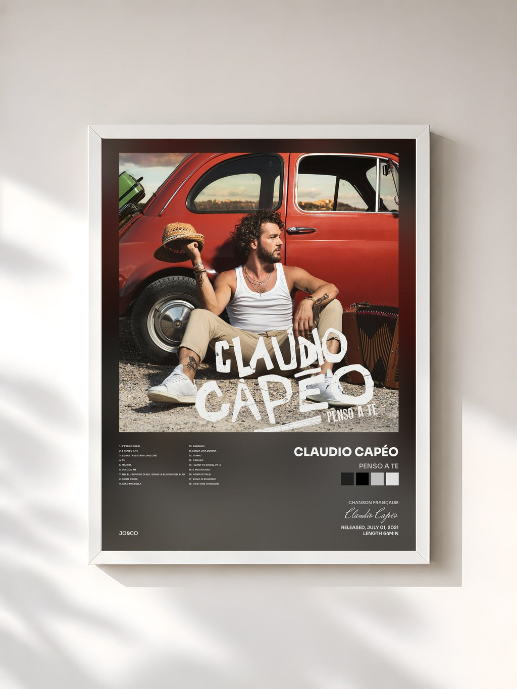 #blanc Tableau de l'album Penso a te de Claudio Capéo, cadre blanc, imprimé et encadré en France