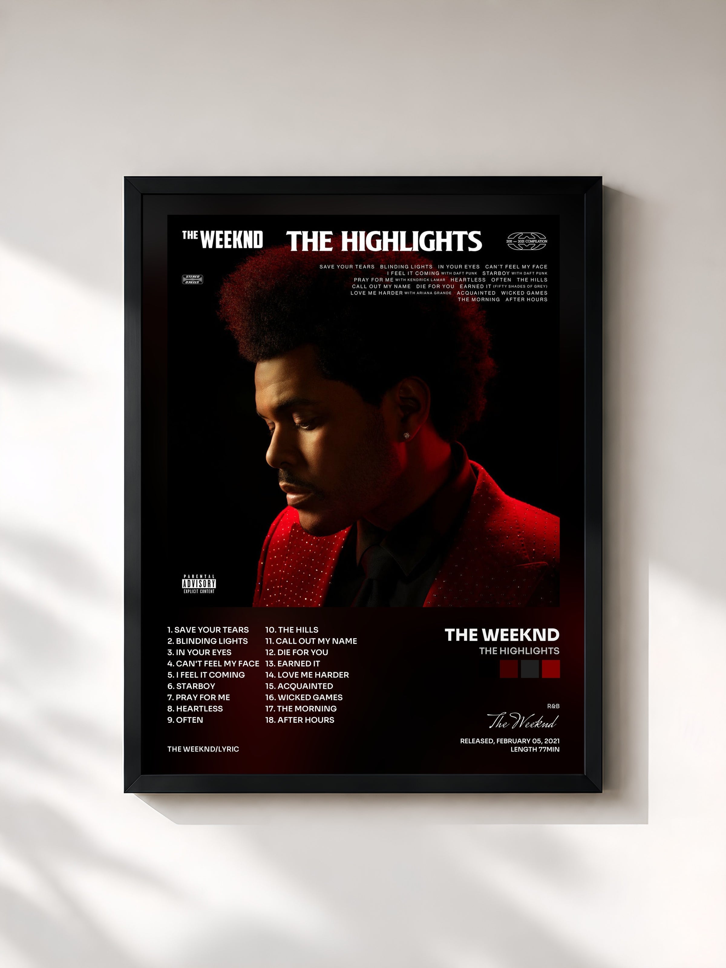 #noir The Highlights by The Weeknd as a framed art print, black frame, printed and framed in France