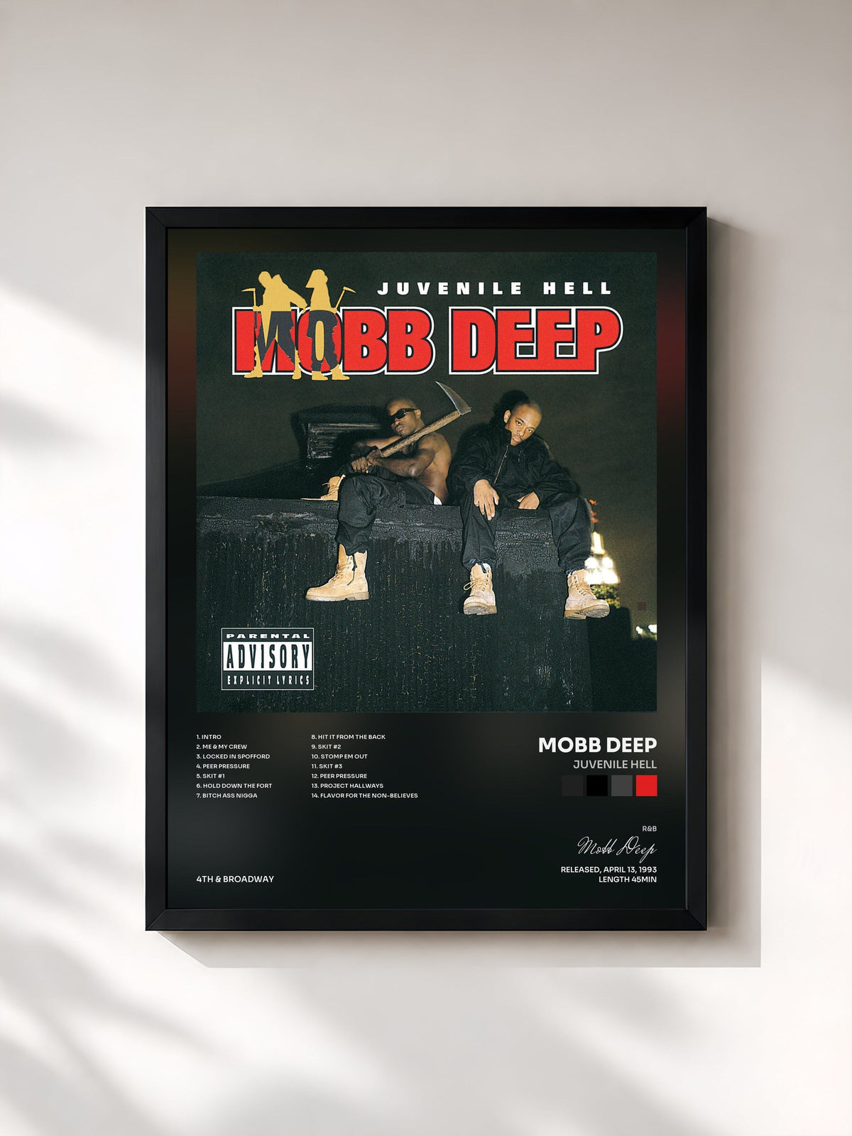 #noir Tableau de l'album Juvenile Hell de Mobb Deep, cadre noir, imprimé et encadré en France