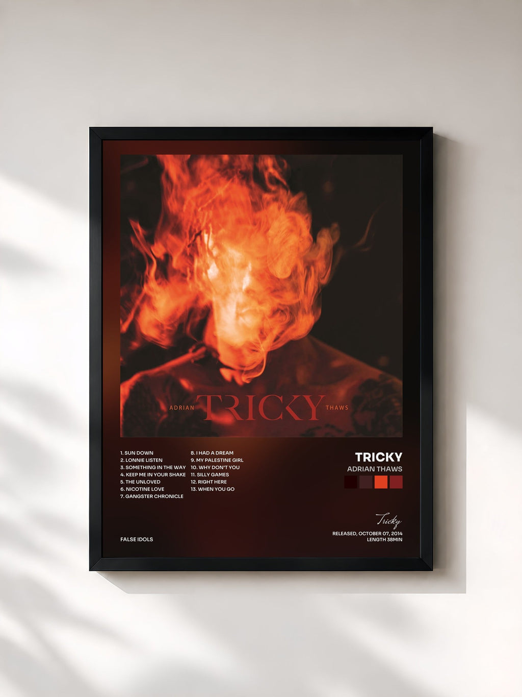 #noir Tableau de l'album Adrian Thaws de Tricky, cadre noir, imprimé et encadré en France