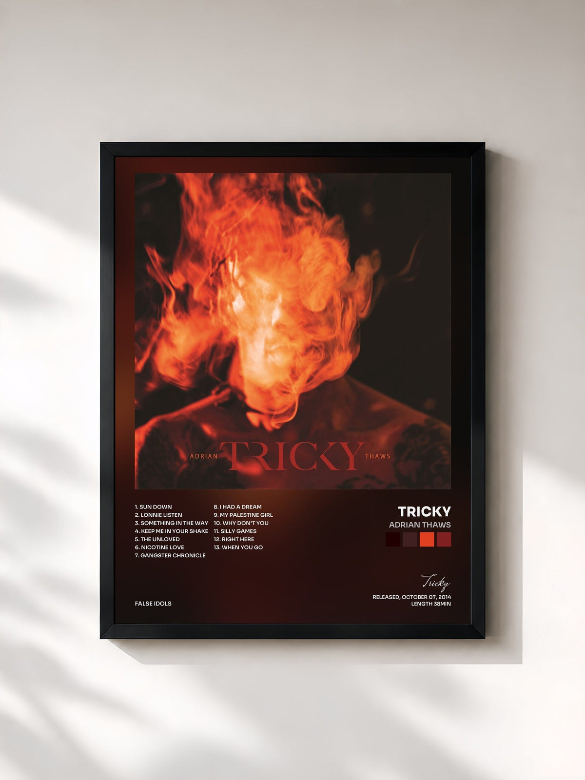 #noir Tableau de l'album Adrian Thaws de Tricky, cadre noir, imprimé et encadré en France
