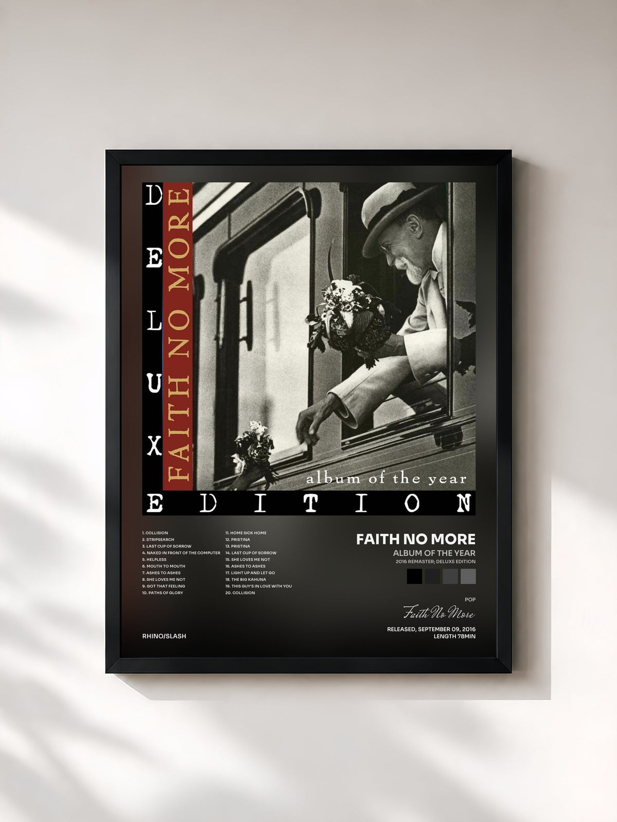 #noir Tableau de l'album Album of the Year (2016 Remaster; Deluxe Edition) de Faith No More, cadre noir, imprimé et encadré en France