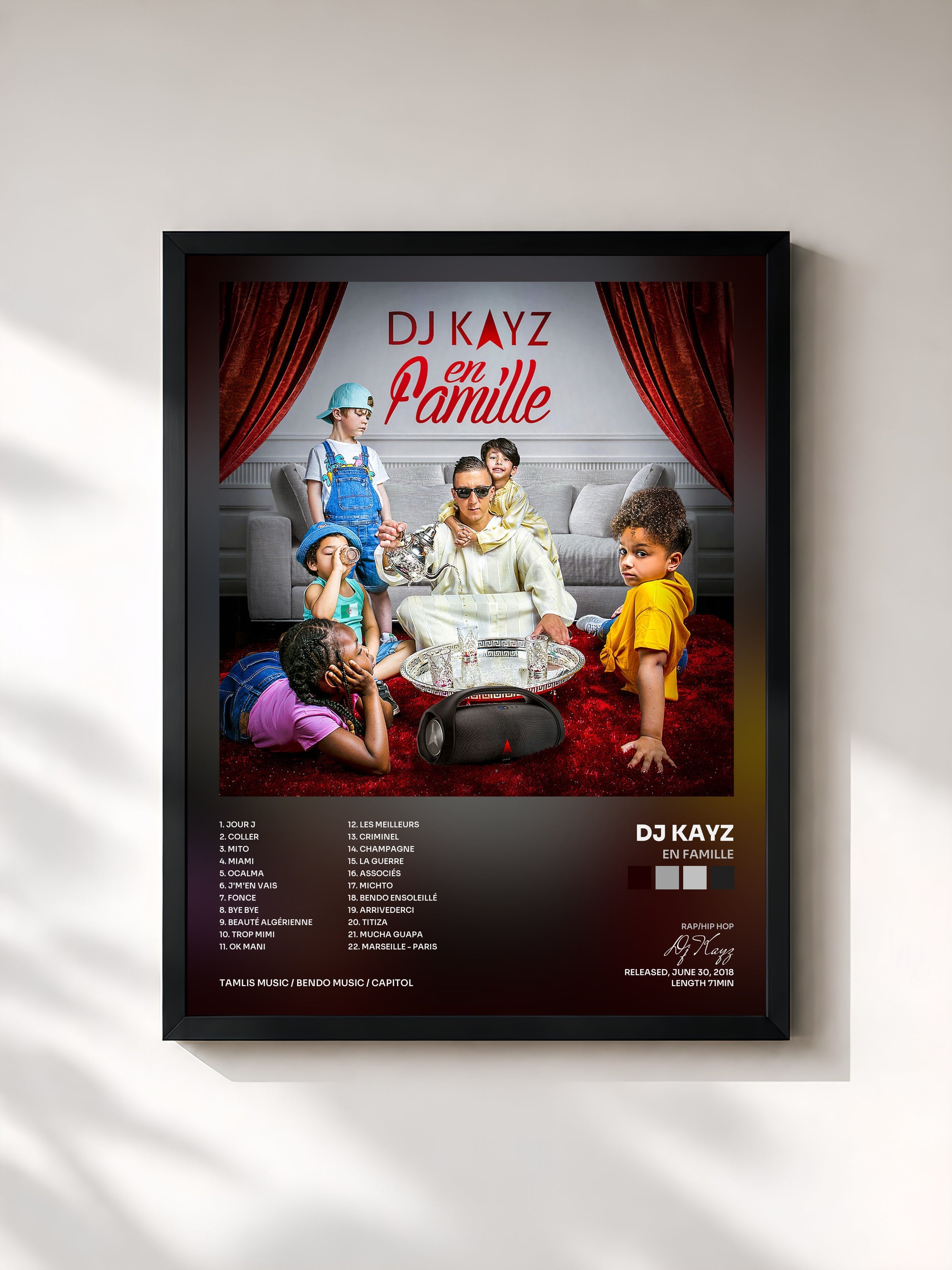 #noir En famille by Dj Kayz as a framed art print, black frame, printed and framed in France
