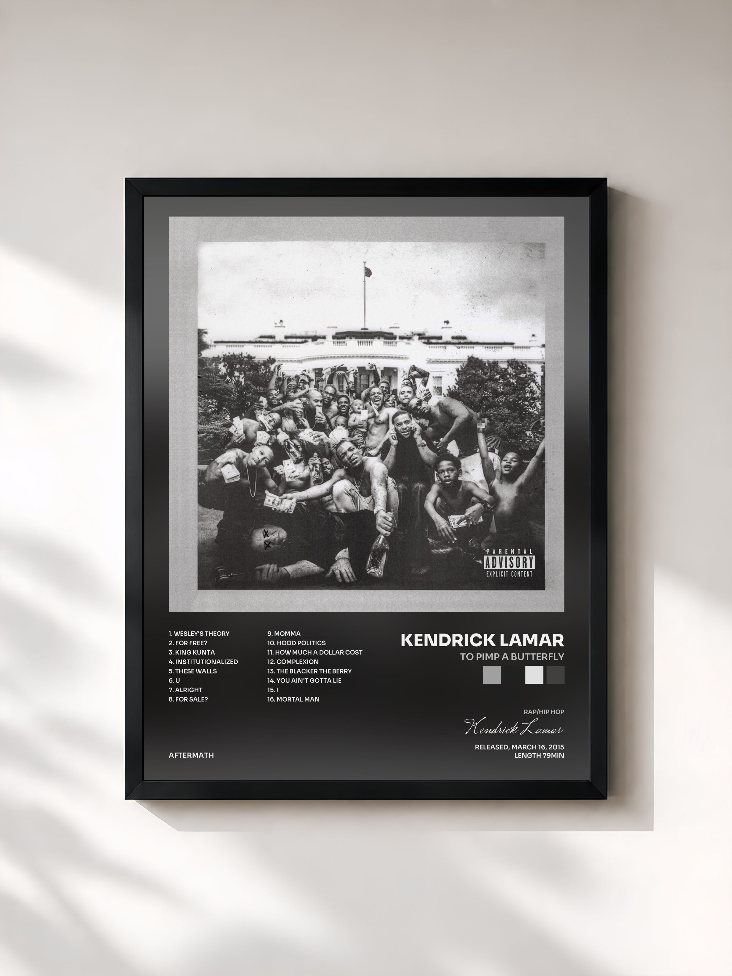 #noir To Pimp A Butterfly di Kendrick Lamar in stampa incorniciata, cornice nera, stampata e incorniciata in Francia