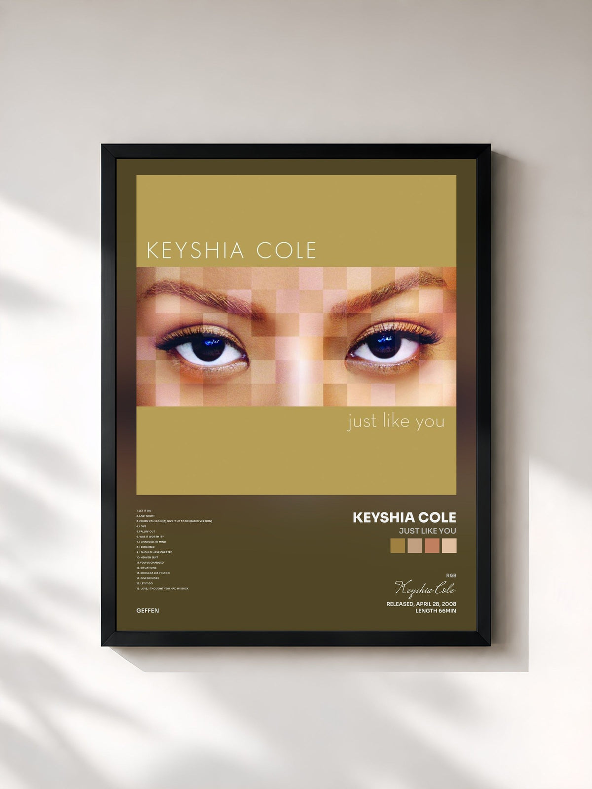 #noir Tableau de l'album Just Like You de Keyshia Cole, cadre noir, imprimé et encadré en France