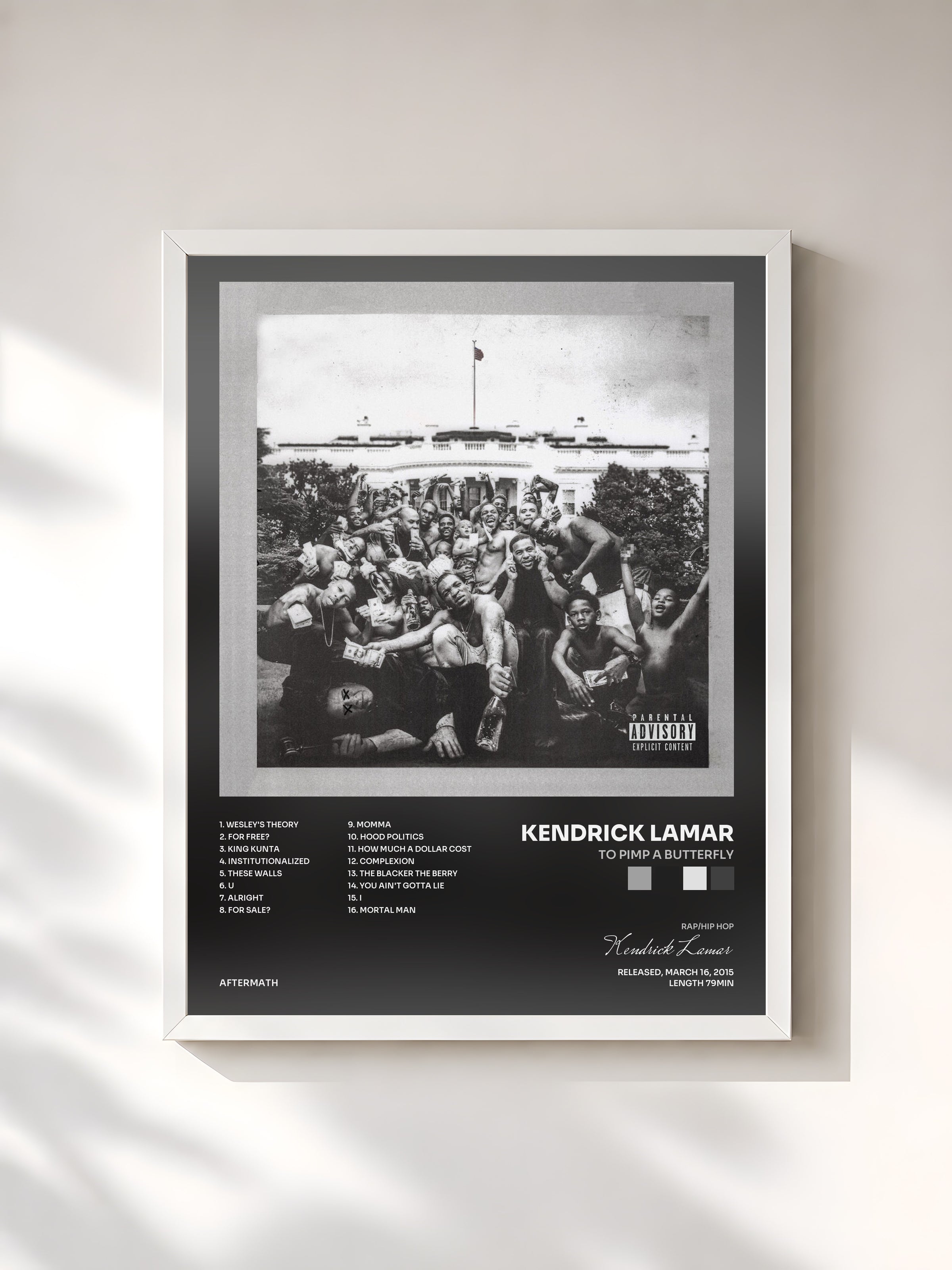 #blanc To Pimp A Butterfly di Kendrick Lamar in stampa incorniciata, cornice bianca, stampata e incorniciata in Francia