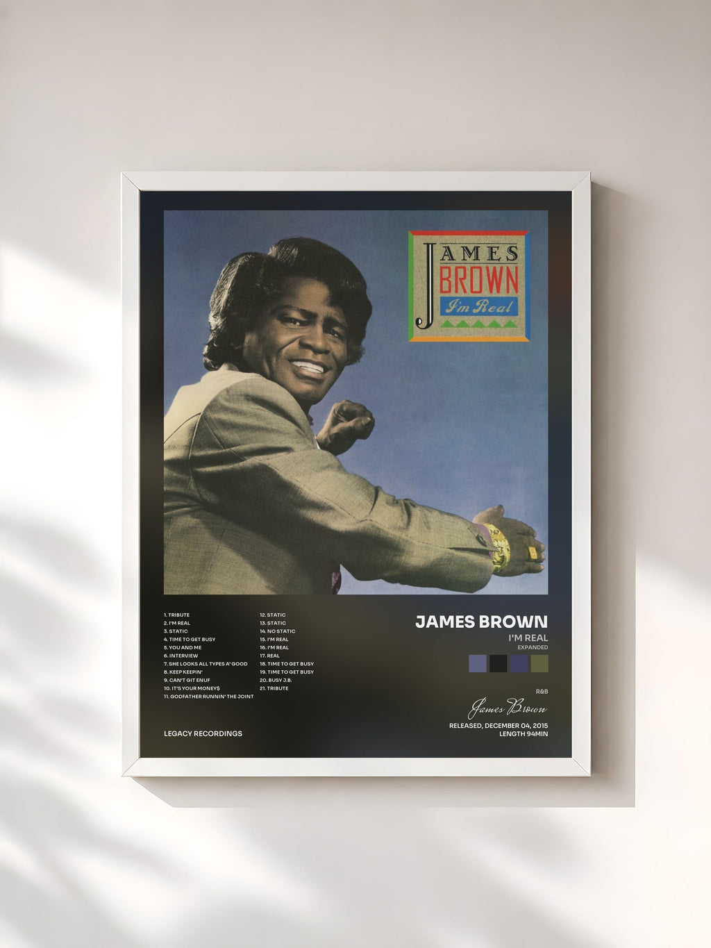 #blanc I'm Real (Expanded) di James Brown in stampa incorniciata, cornice bianca, stampata e incorniciata in Francia