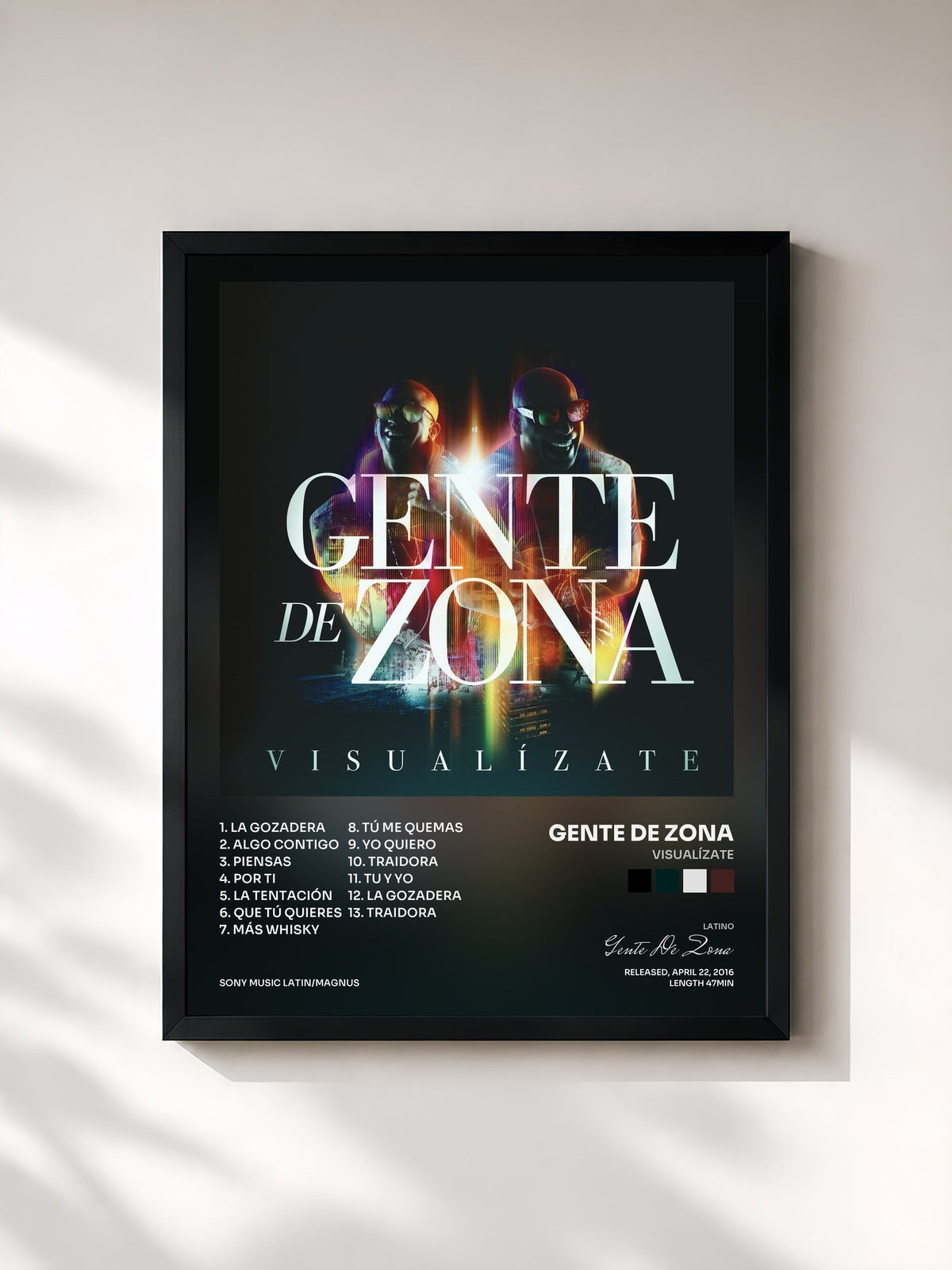 #noir Tableau de l'album Visualízate de Gente De Zona, cadre noir, imprimé et encadré en France