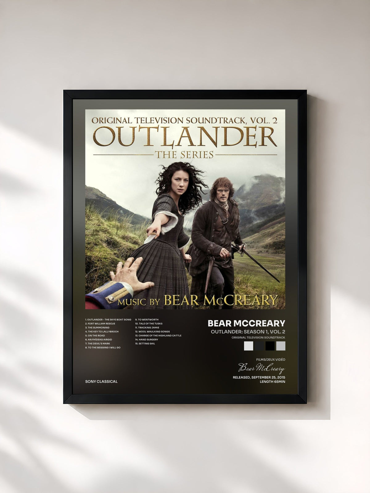 #noir Tableau de l'album Outlander: Season 1, Vol. 2 (Original Television Soundtrack) de Bear McCreary, cadre noir, imprimé et encadré en France