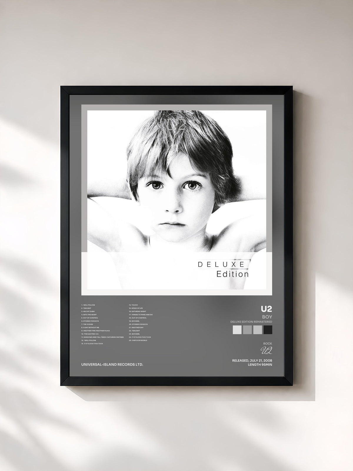 #noir Tableau de l'album Boy (Deluxe Edition Remastered) de U2, cadre noir, imprimé et encadré en France