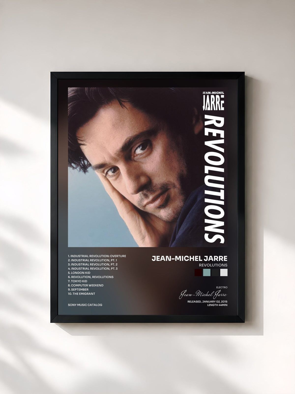 #noir Tableau de l'album Revolutions de Jean-Michel Jarre, cadre noir, imprimé et encadré en France