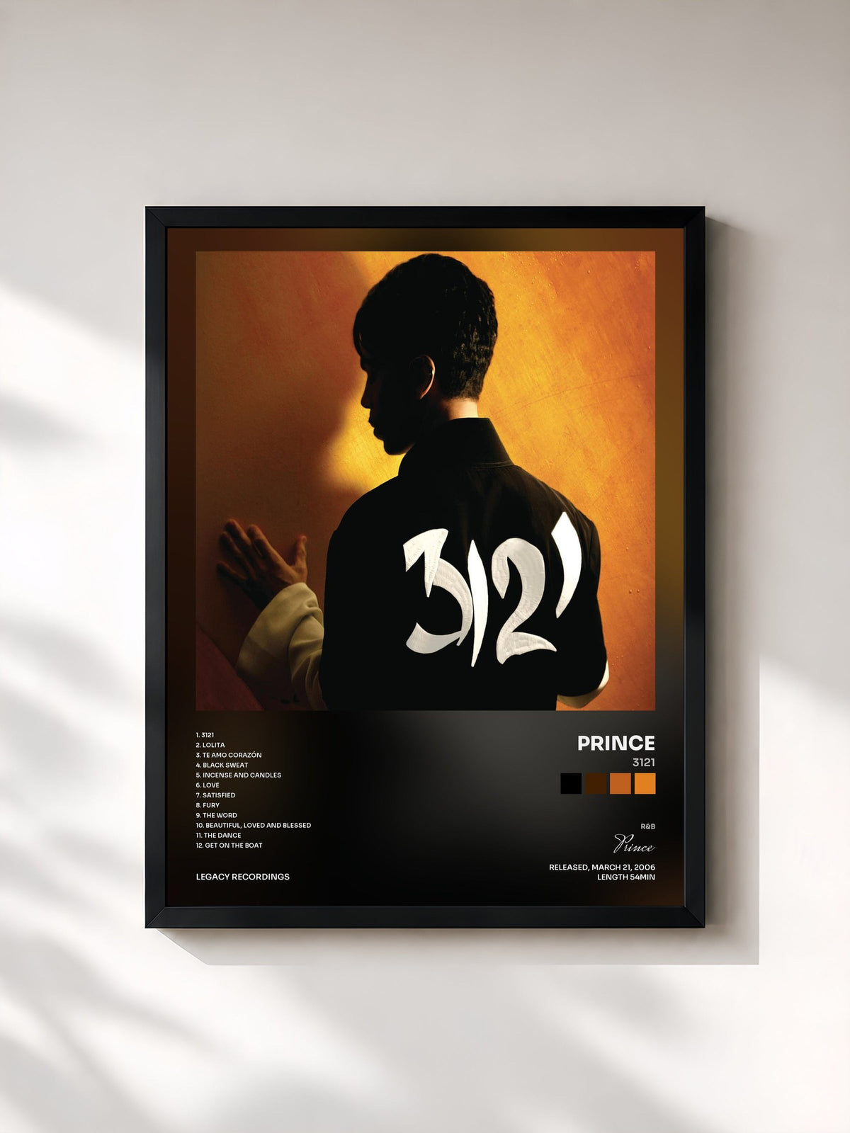 #noir Tableau de l'album 3121 de Prince, cadre noir, imprimé et encadré en France