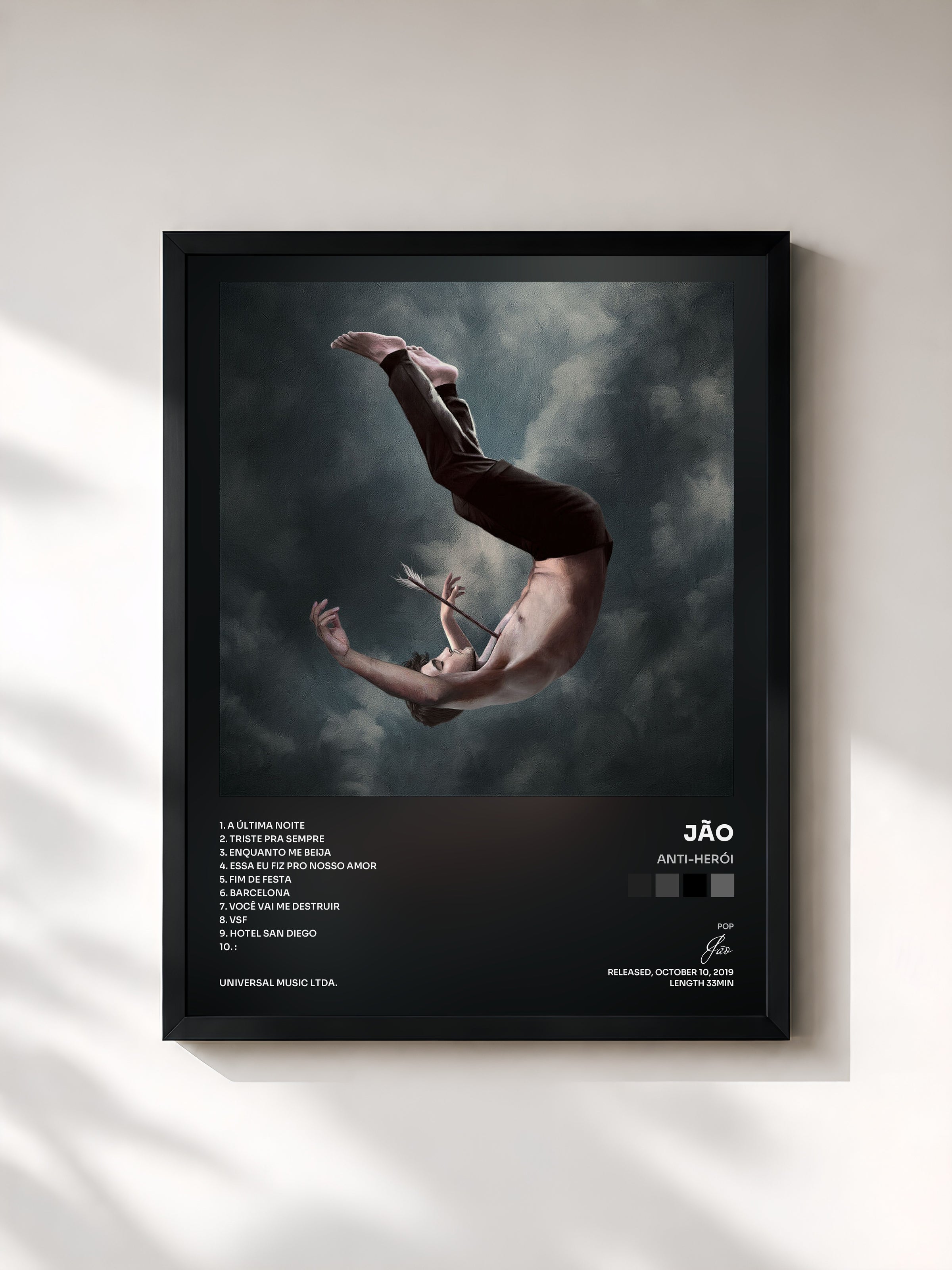 #noir ANTI-HERÓI by Jão as a framed art print, black frame, printed and framed in France