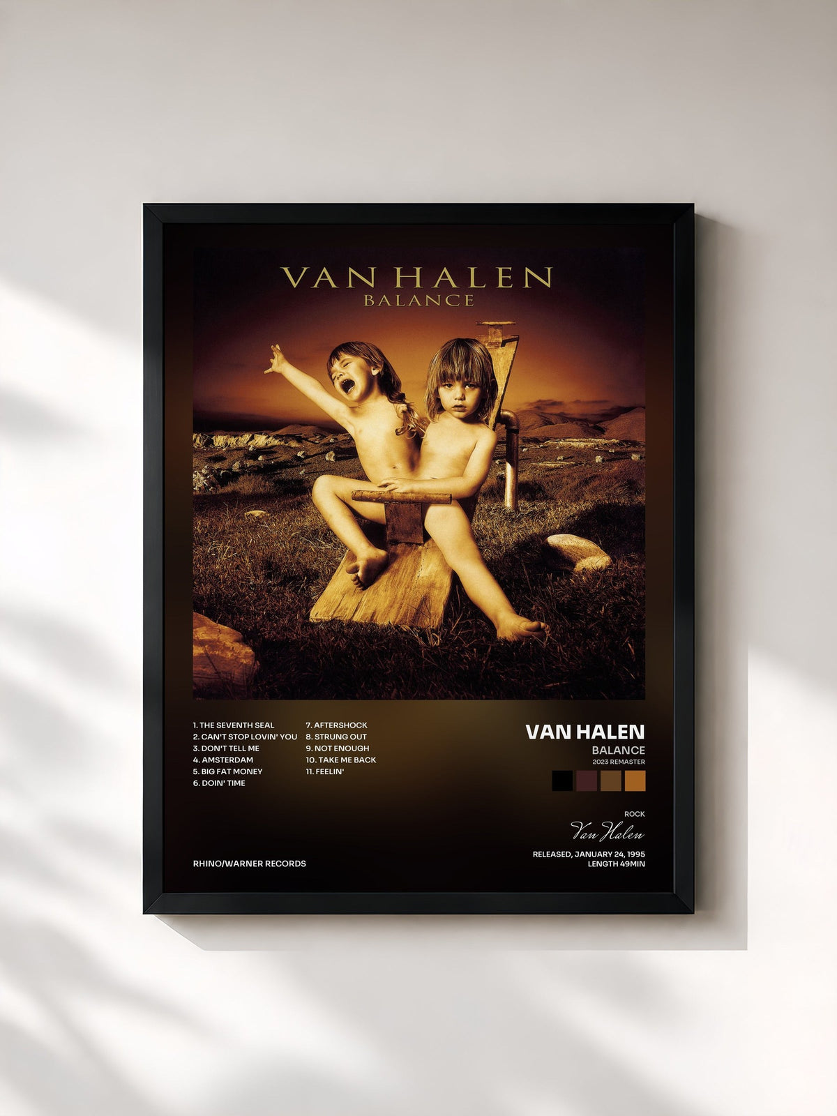 #noir Tableau de l'album Balance (2023 Remaster) de Van Halen, cadre noir, imprimé et encadré en France
