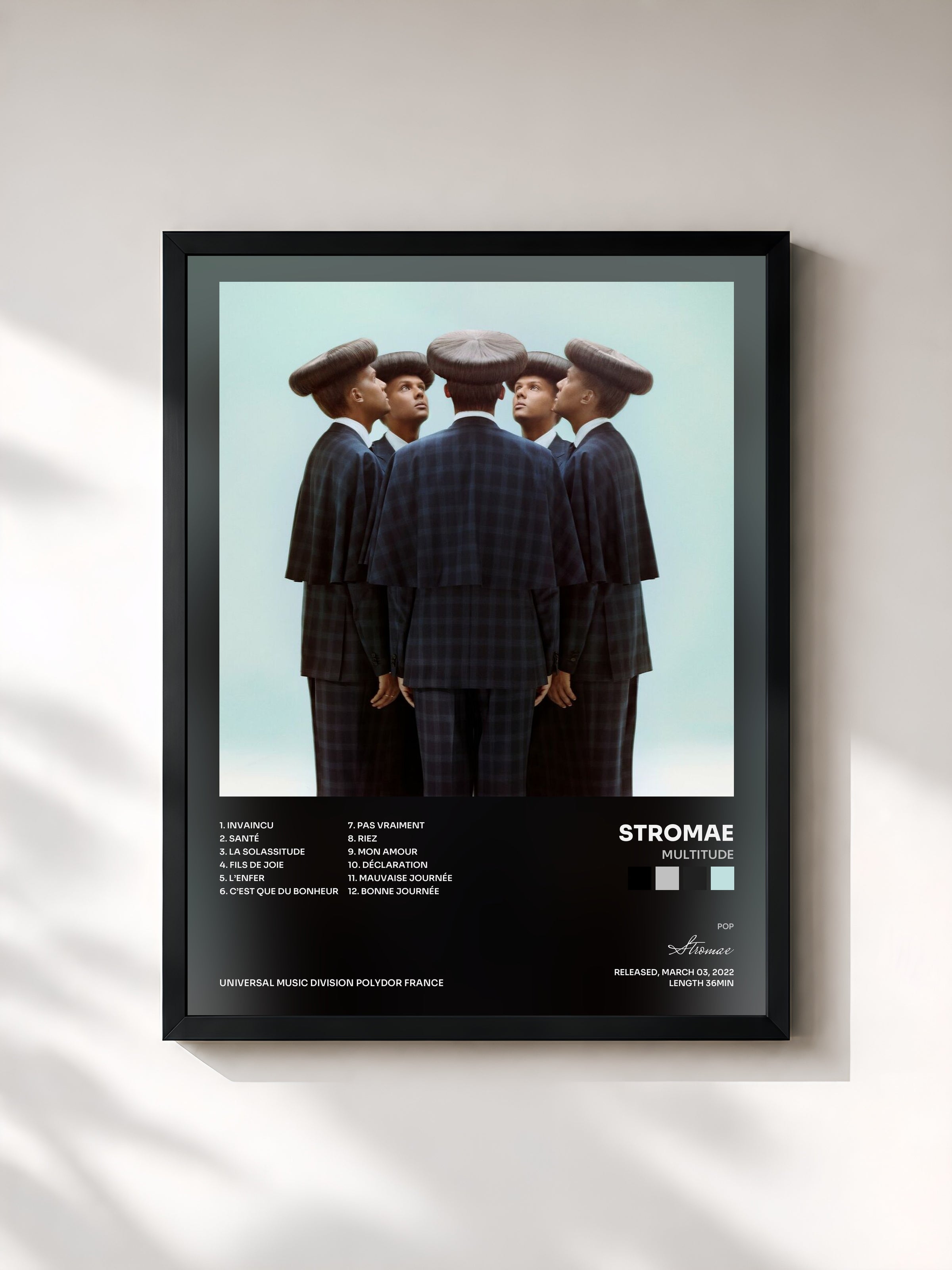 #noir Multitude by Stromae as a framed art print, black frame, printed and framed in France