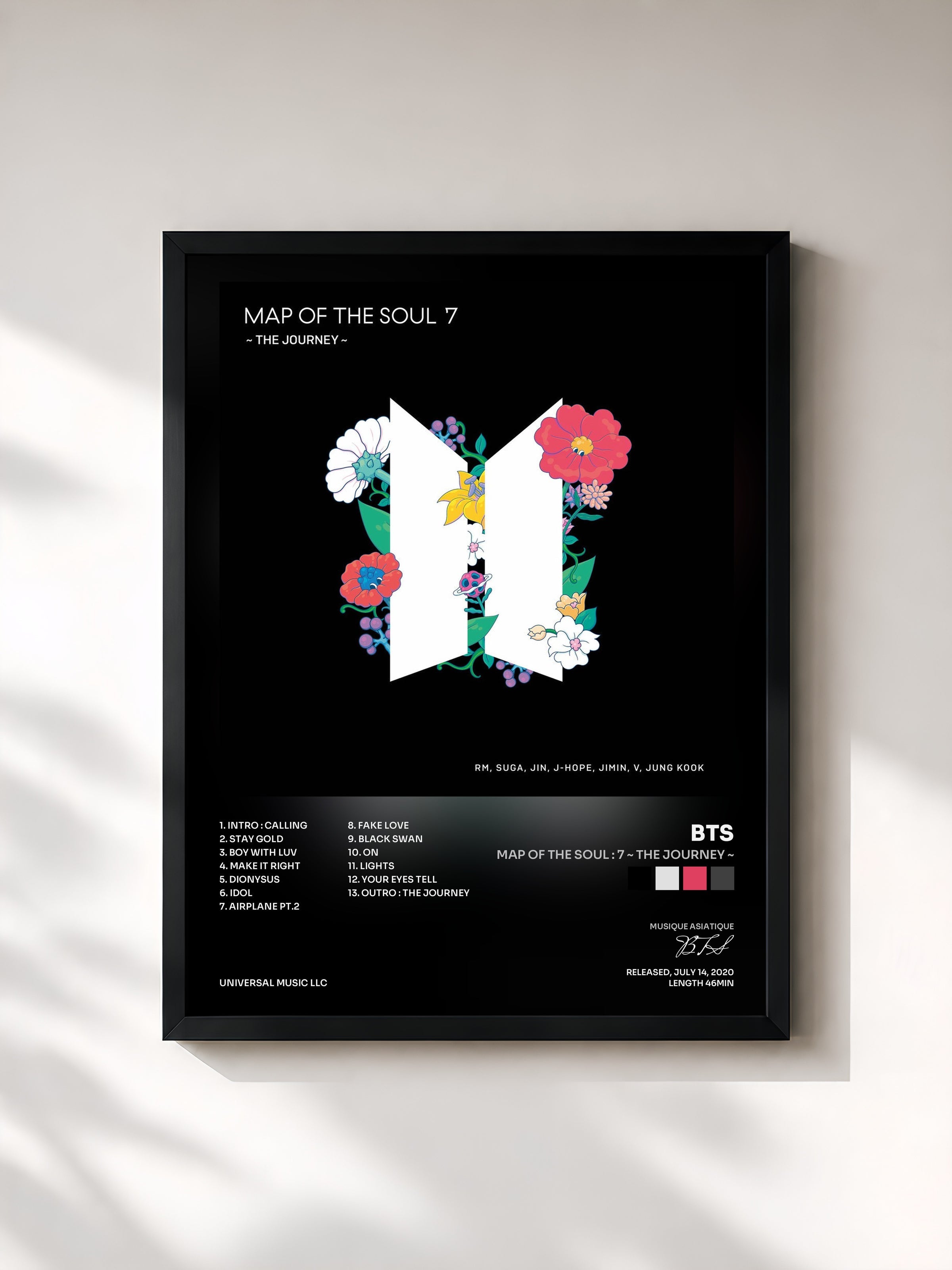 #noir MAP OF THE SOUL : 7 ~ THE JOURNEY ~ by BTS as a framed art print, black frame, printed and framed in France