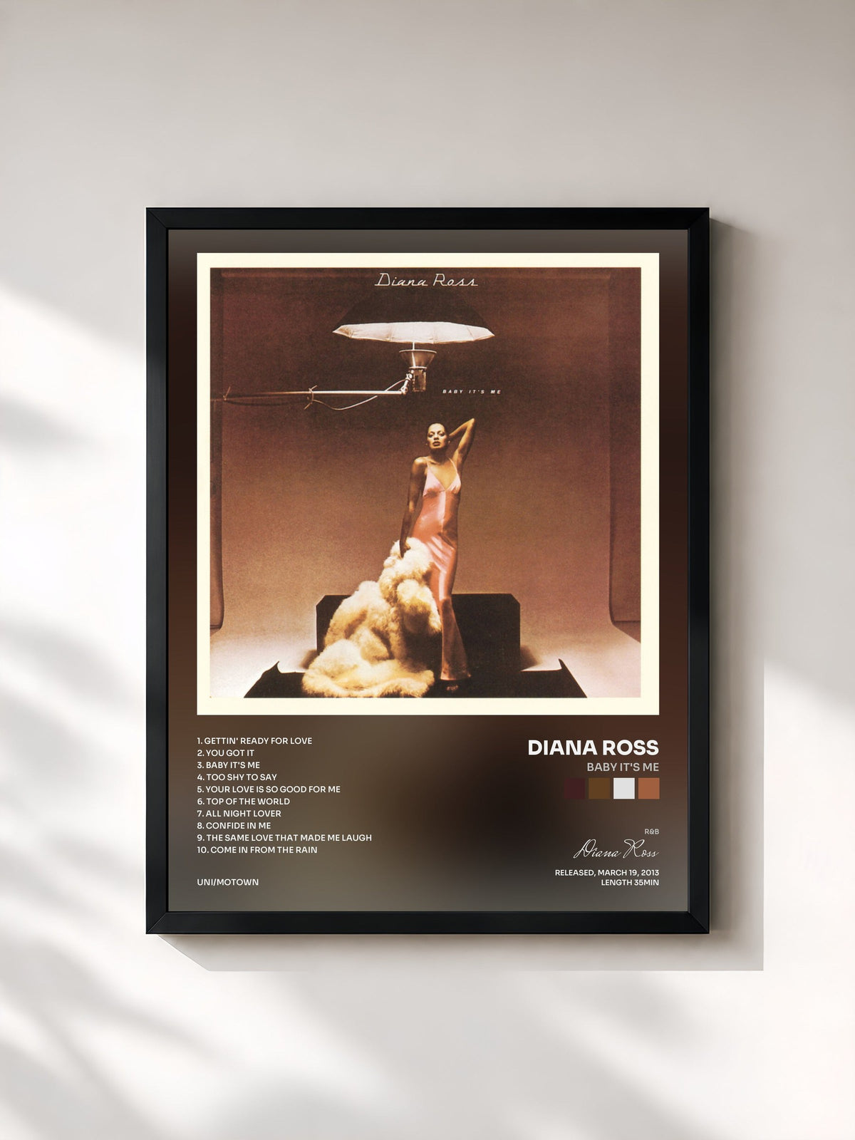 #noir Tableau de l'album Baby It's Me de Diana Ross, cadre noir, imprimé et encadré en France