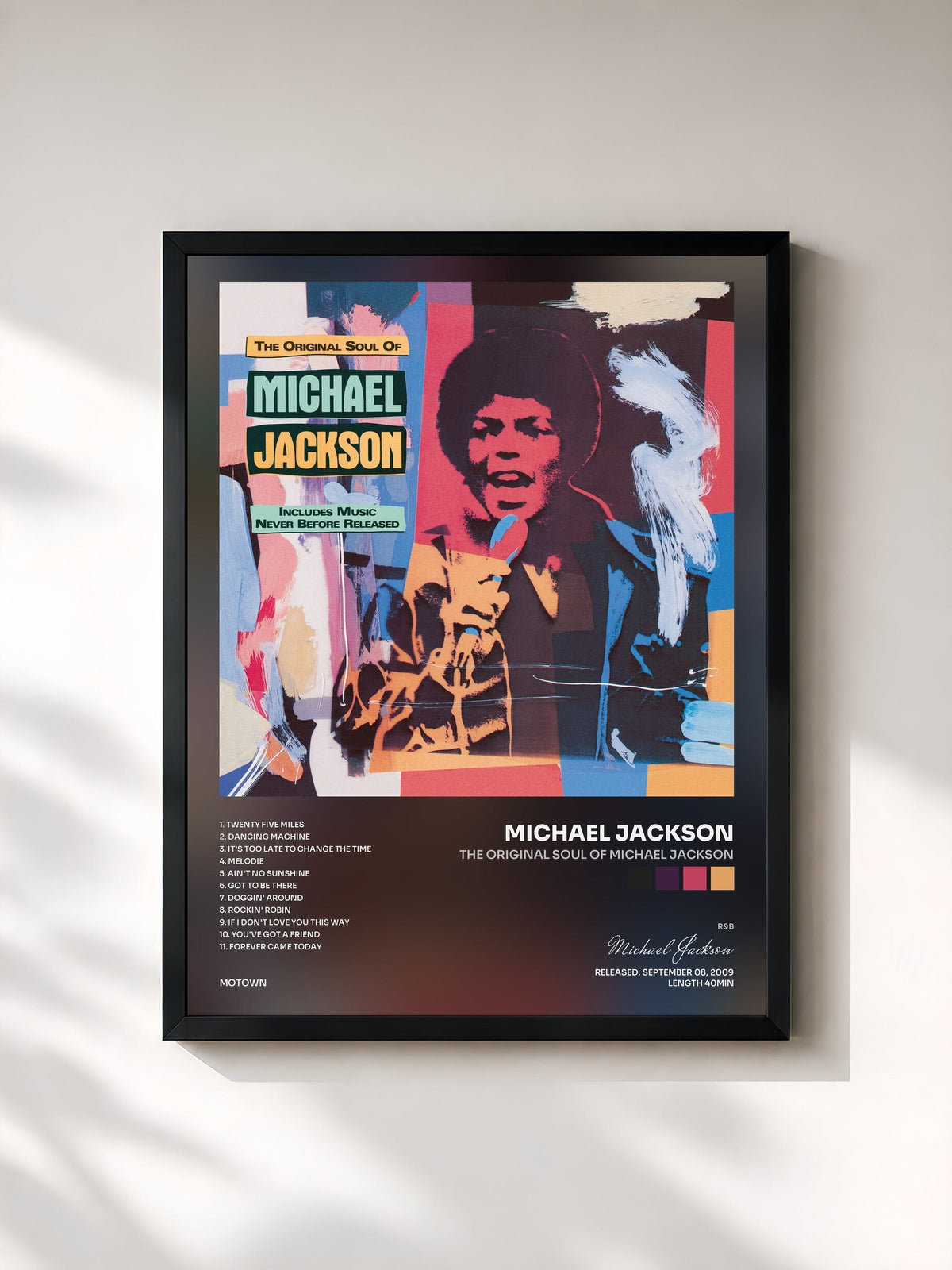 #noir Tableau de l'album The Original Soul Of Michael Jackson de Michael Jackson, cadre noir, imprimé et encadré en France