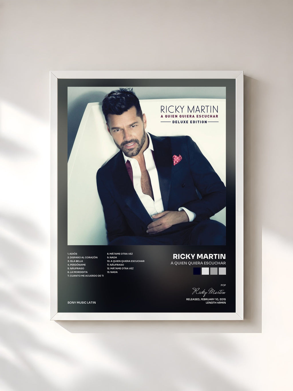 #blanc A Quien Quiera Escuchar von Ricky Martin als gerahmter Kunstdruck, weißer Rahmen, gedruckt und gerahmt in Frankreich