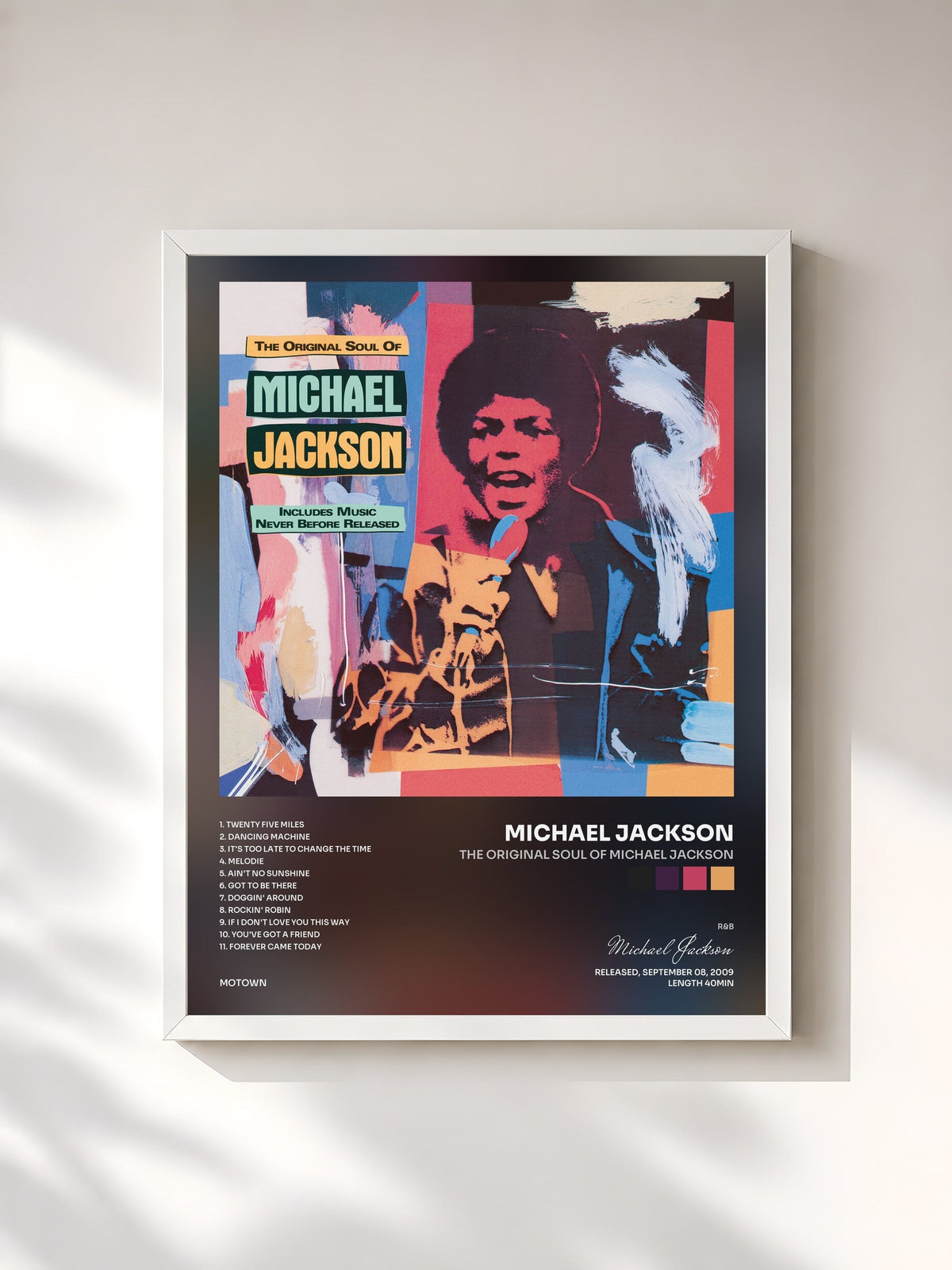 #blanc Tableau de l'album The Original Soul Of Michael Jackson de Michael Jackson, cadre blanc, imprimé et encadré en France