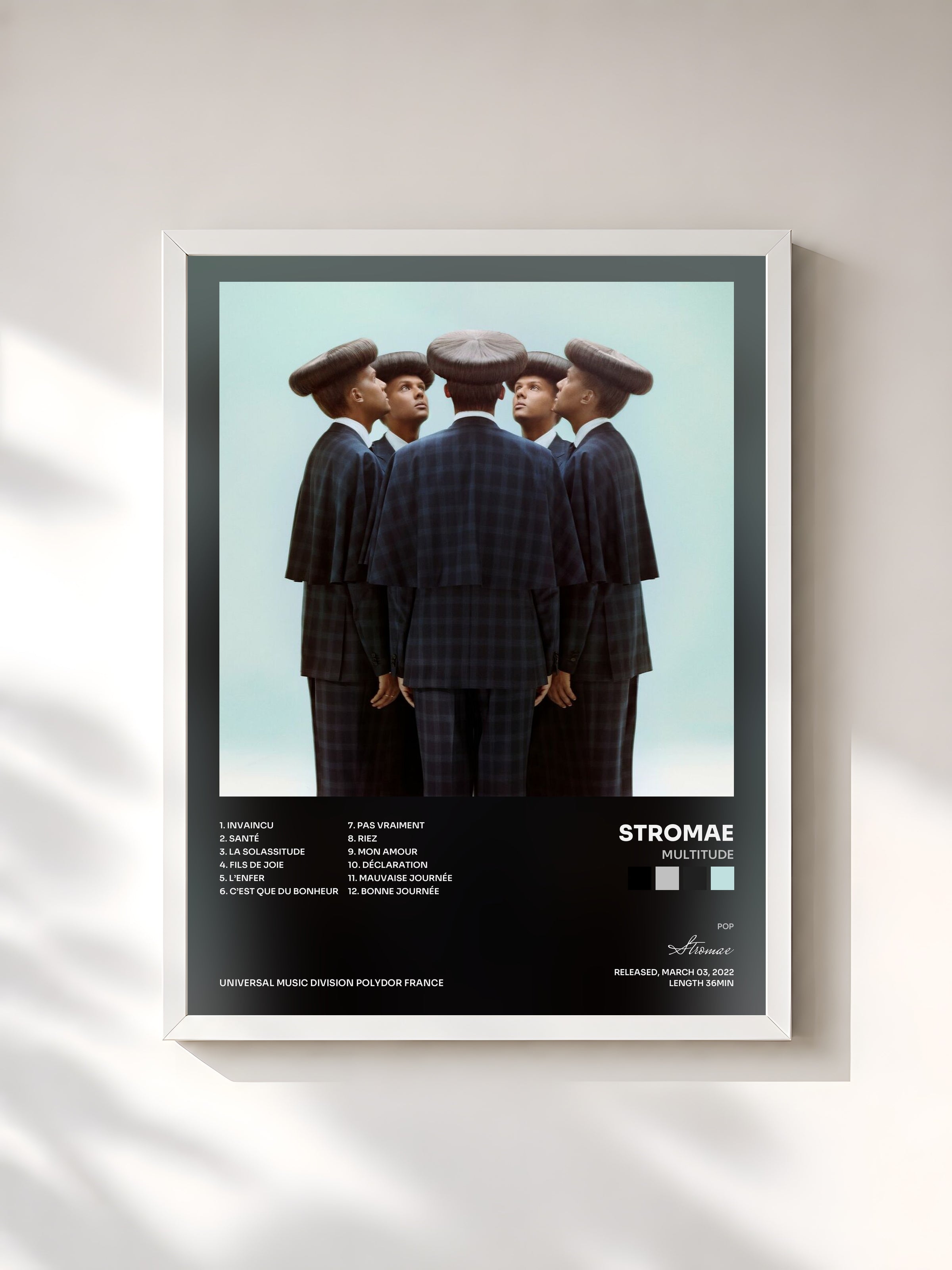 #blanc Multitude by Stromae as a framed art print, white frame, printed and framed in France