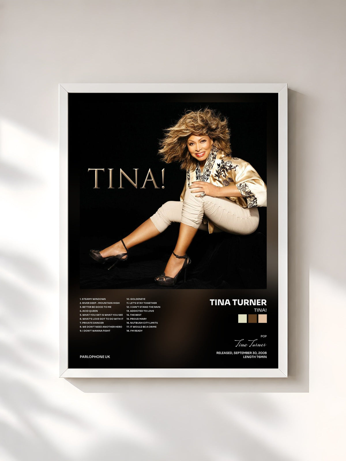 #blanc Tina! von Tina Turner als gerahmter Kunstdruck, weißer Rahmen, gedruckt und gerahmt in Frankreich
