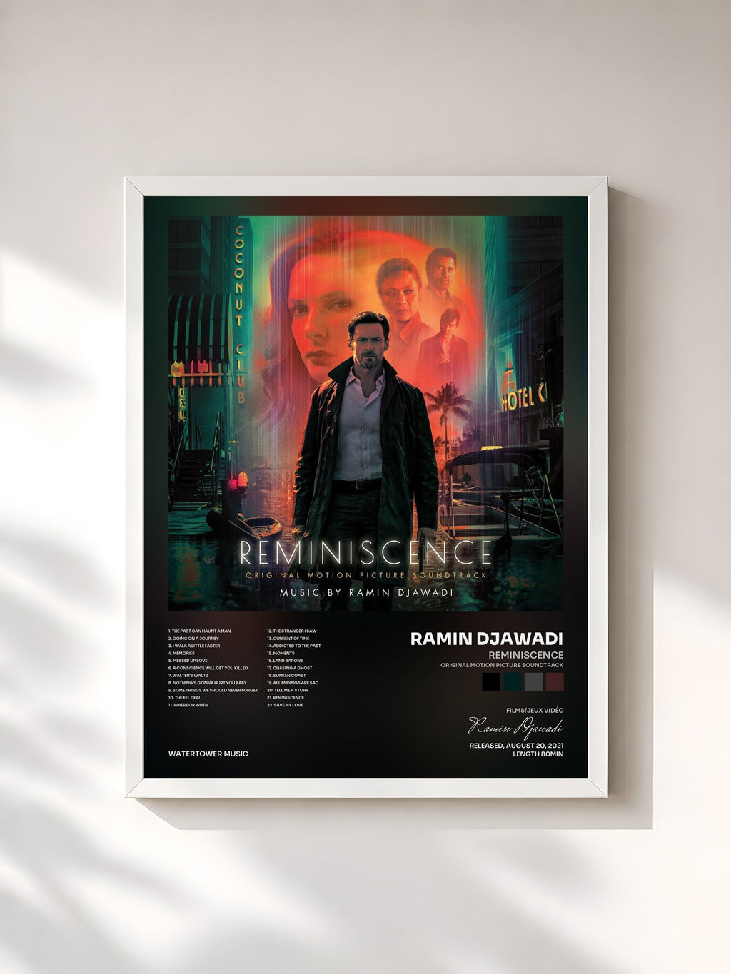 #blanc Tableau de l'album Reminiscence (Original Motion Picture Soundtrack) de Ramin Djawadi, cadre blanc, imprimé et encadré en France