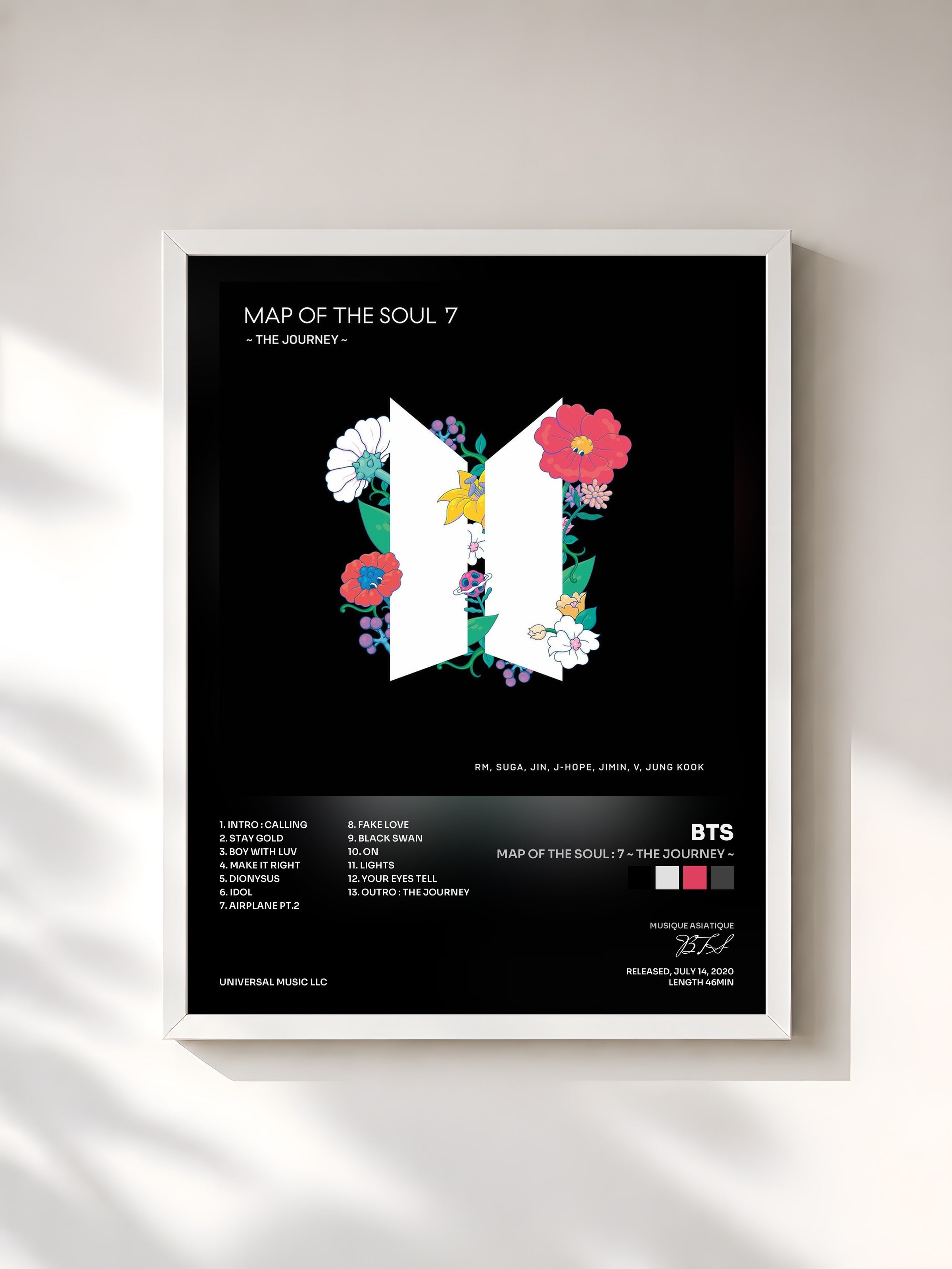 #blanc MAP OF THE SOUL : 7 ~ THE JOURNEY ~ by BTS as a framed art print, white frame, printed and framed in France