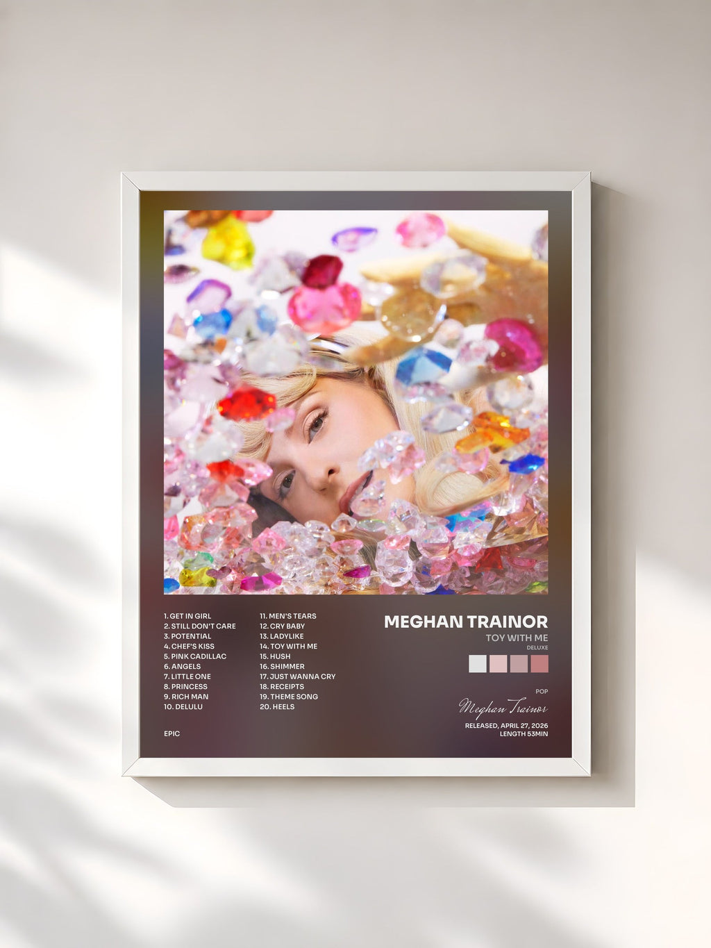#blanc Toy With Me (Deluxe) von Meghan Trainor als gerahmter Kunstdruck, weißer Rahmen, gedruckt und gerahmt in Frankreich