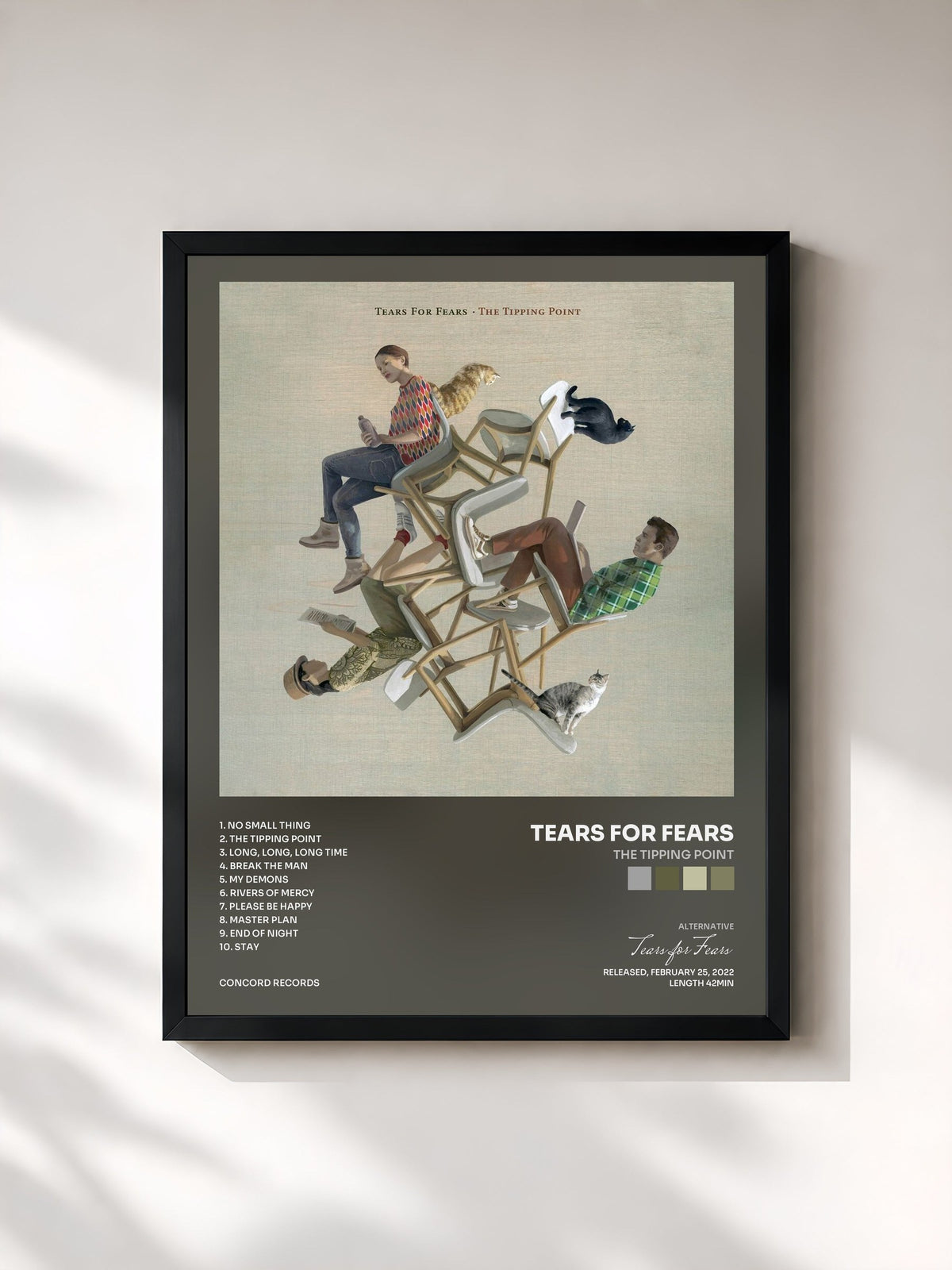 #noir The Tipping Point by Tears for Fears as a framed art print, black frame, printed and framed in France