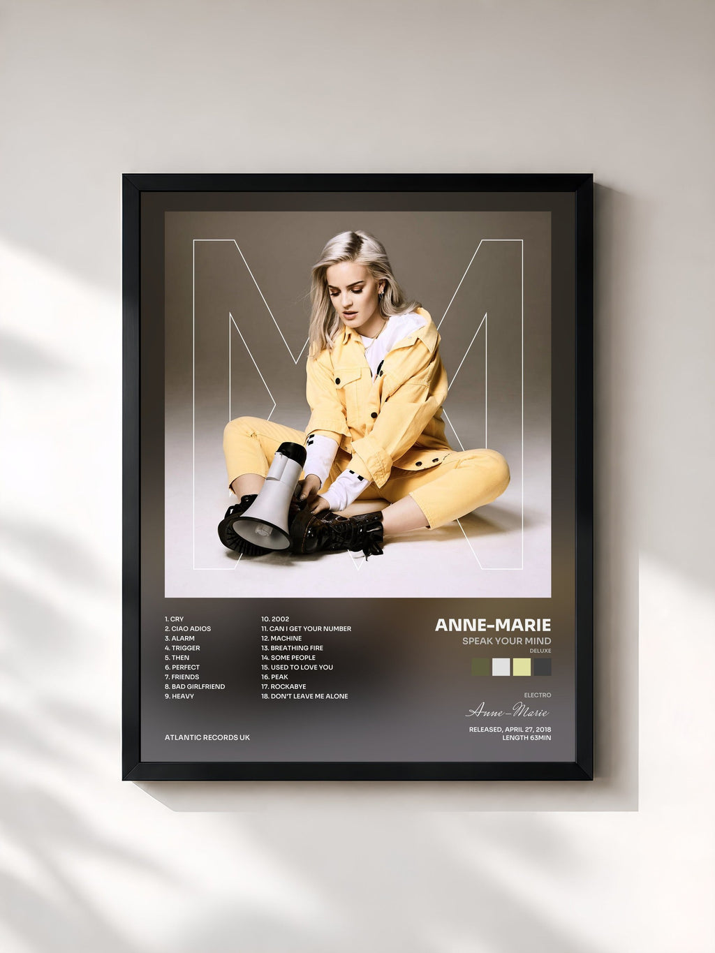 #noir Tableau de l'album Speak Your Mind (Deluxe) de Anne-Marie, cadre noir, imprimé et encadré en France