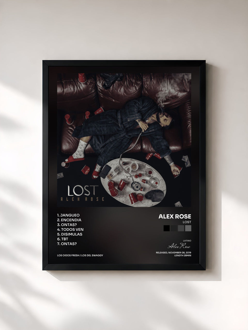 #noir Tableau de l'album Lost de Alex Rose, cadre noir, imprimé et encadré en France