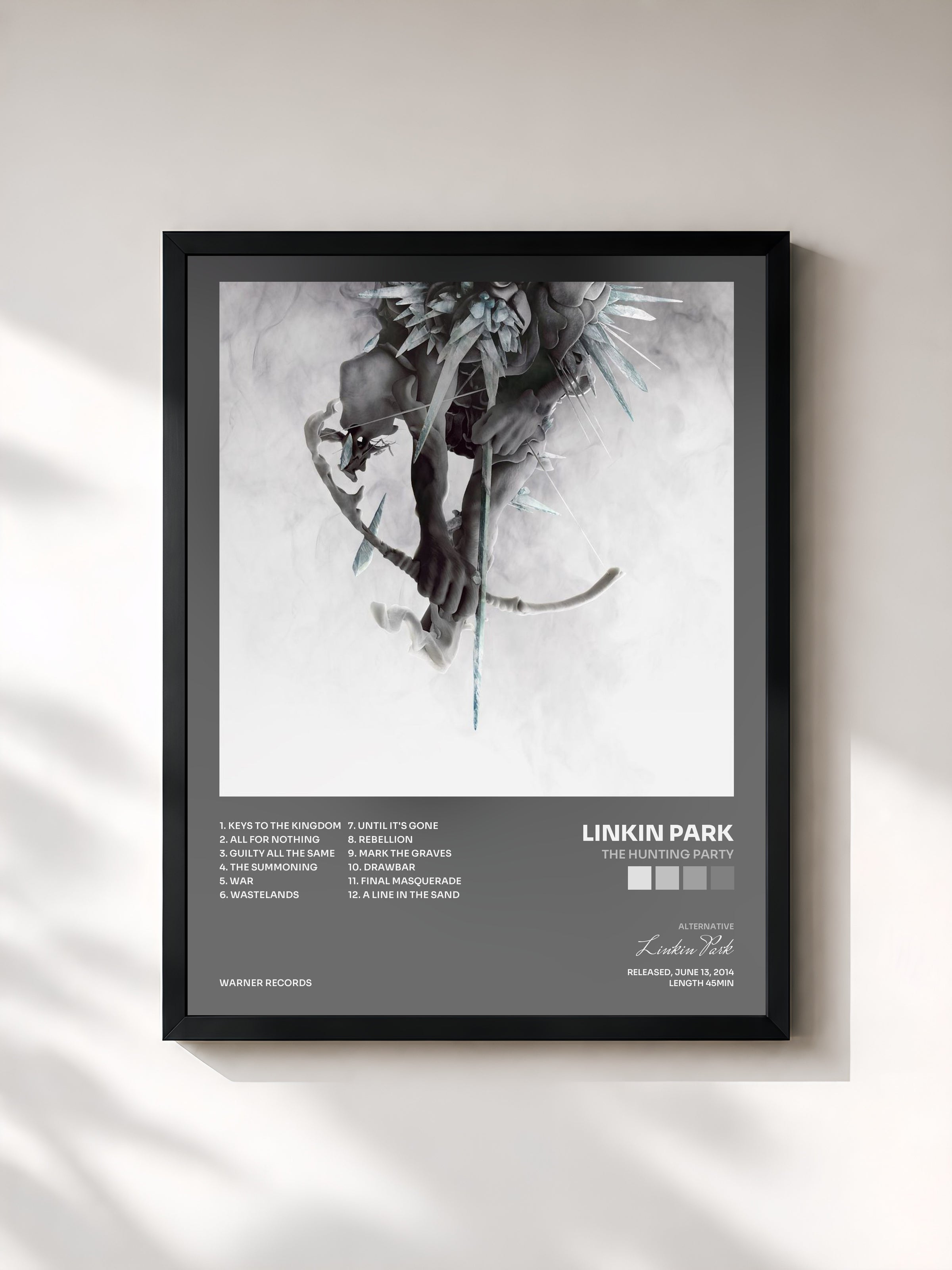 #noir The Hunting Party by Linkin Park as a framed art print, black frame, printed and framed in France