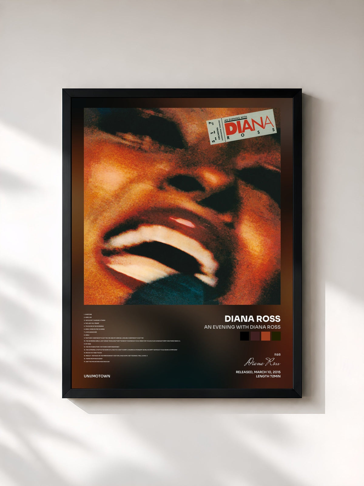 #noir Tableau de l'album An Evening With Diana Ross de Diana Ross, cadre noir, imprimé et encadré en France