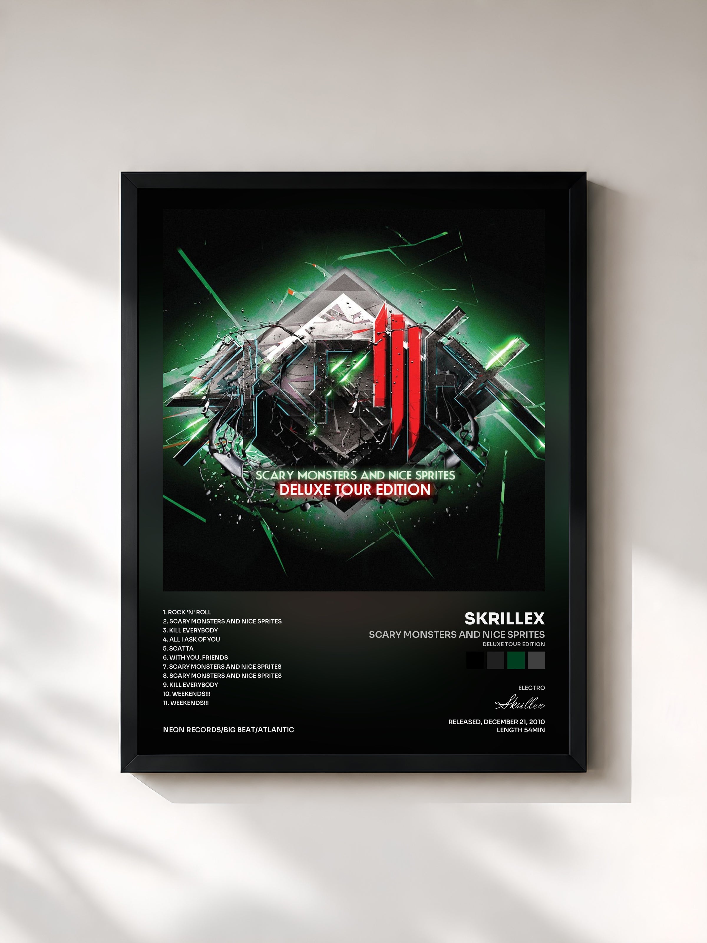 #noir Tableau de l'album Scary Monsters and Nice Sprites (Deluxe Tour Edition) de Skrillex, cadre noir, imprimé et encadré en France