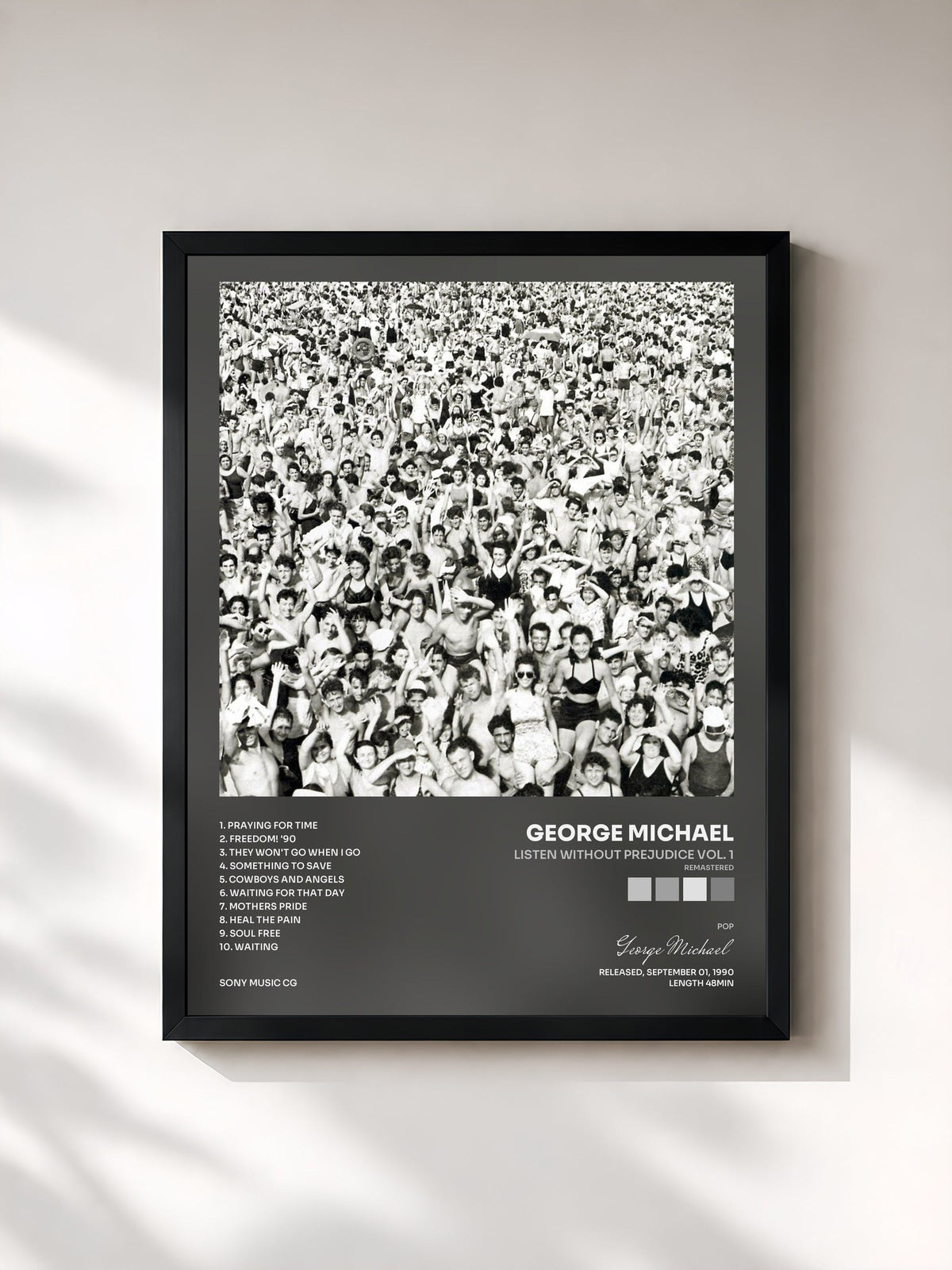 #noir Tableau de l'album Listen Without Prejudice Vol. 1 (Remastered) de George Michael, cadre noir, imprimé et encadré en France