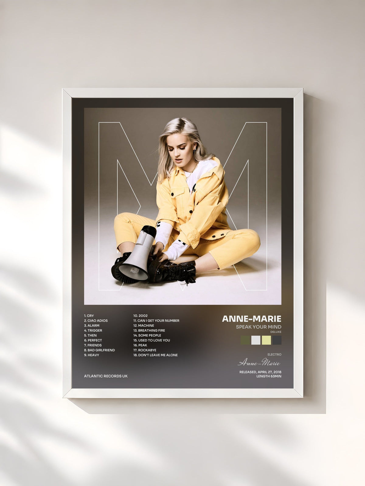 #blanc Tableau de l'album Speak Your Mind (Deluxe) de Anne-Marie, cadre blanc, imprimé et encadré en France