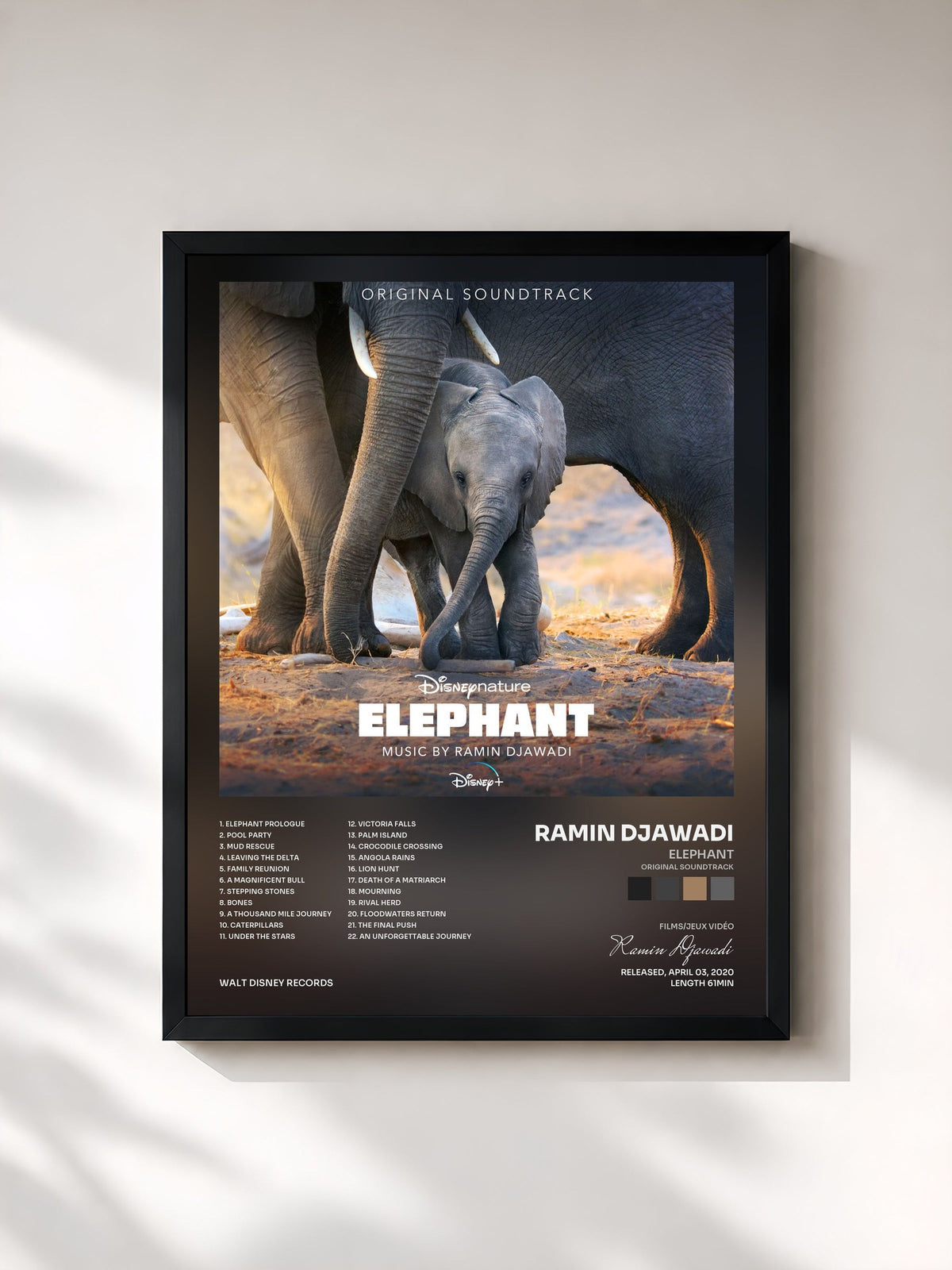 #noir Tableau de l'album Elephant (Original Soundtrack) de Ramin Djawadi, cadre noir, imprimé et encadré en France