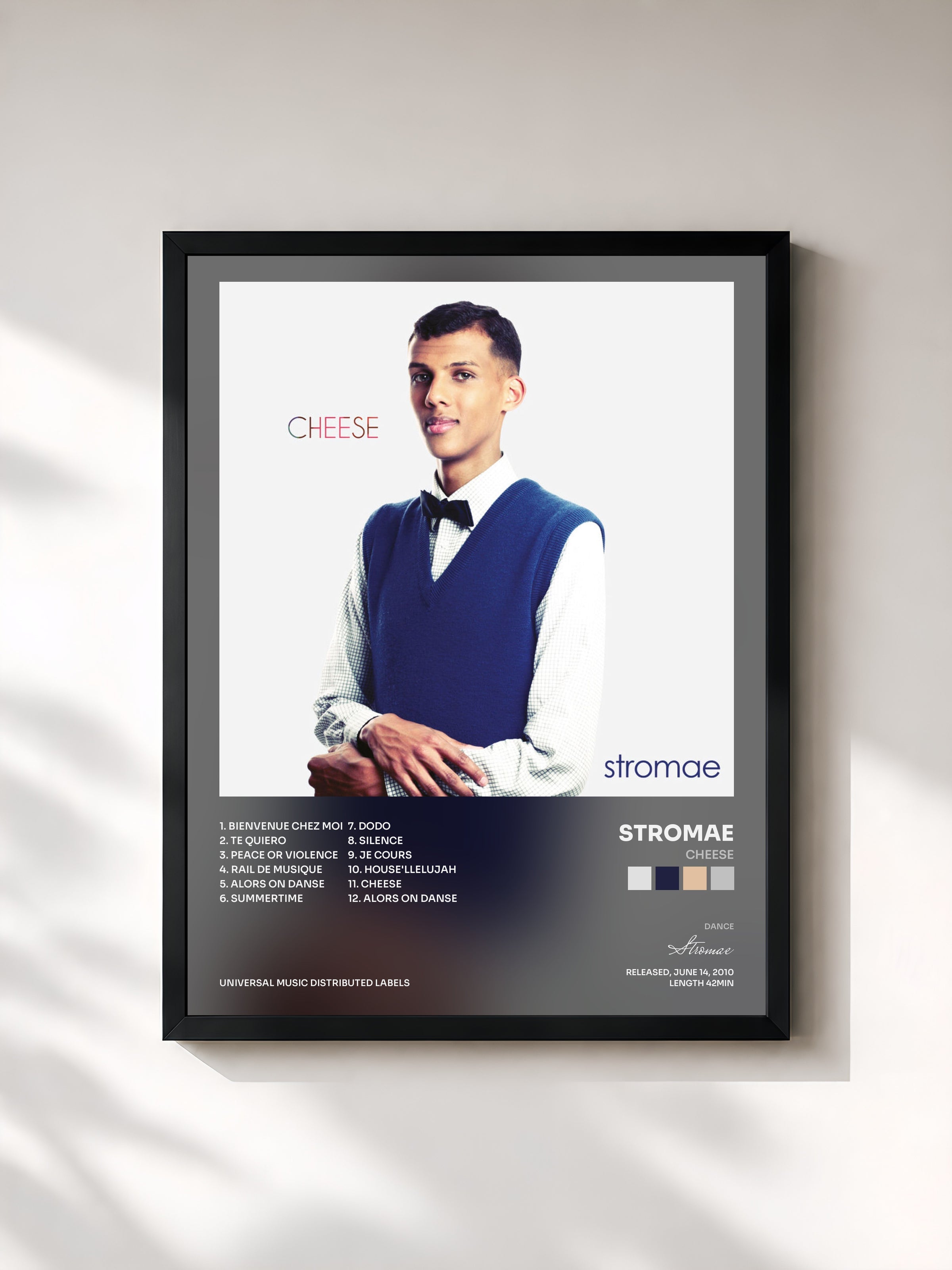 #noir Cheese di Stromae in stampa incorniciata, cornice nera, stampata e incorniciata in Francia