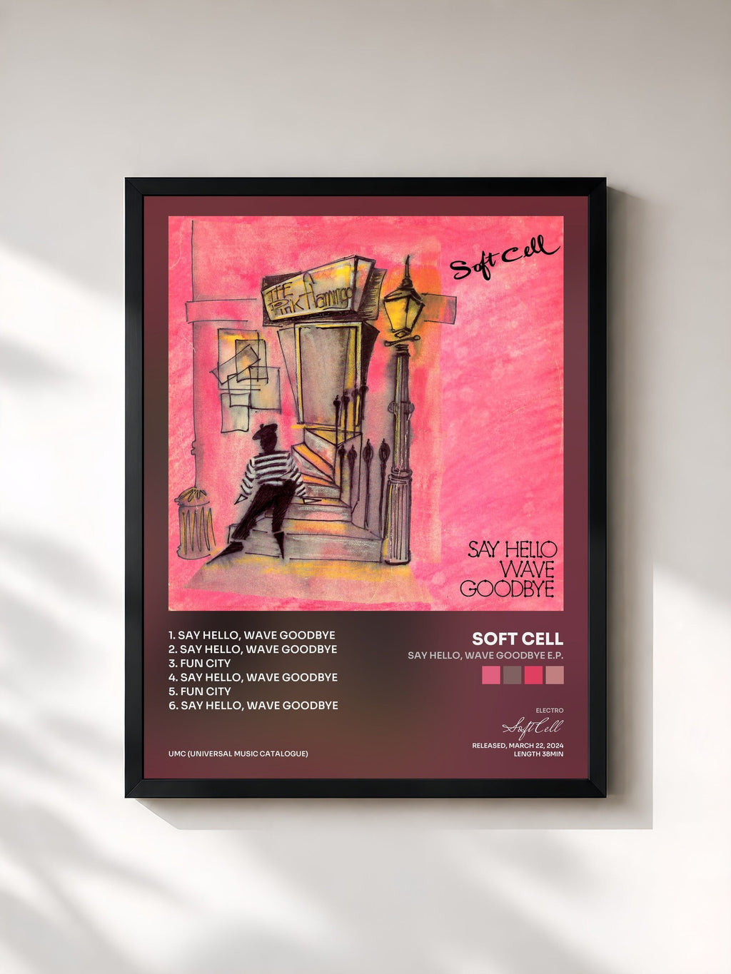 #noir Say Hello, Wave Goodbye E.P. de Soft Cell en lámina enmarcada, marco negro, impresa y enmarcada en Francia