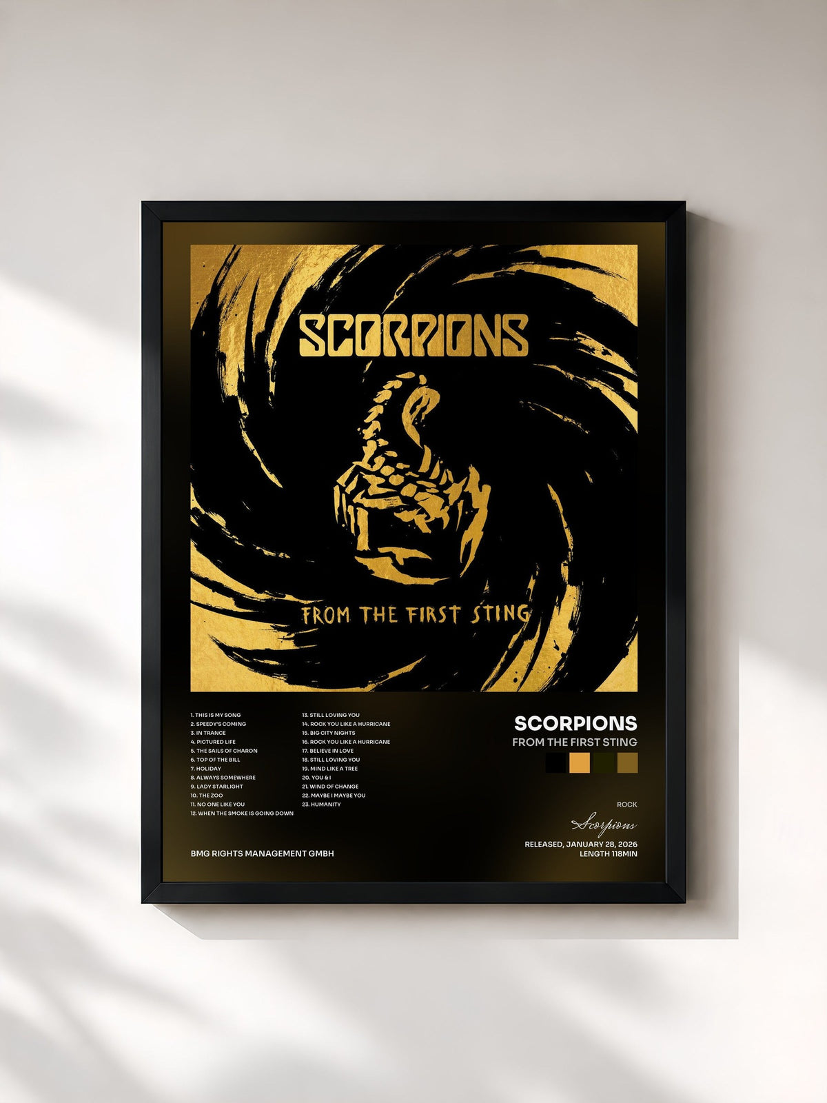 #noir Tableau de l'album From The First Sting de Scorpions, cadre noir, imprimé et encadré en France