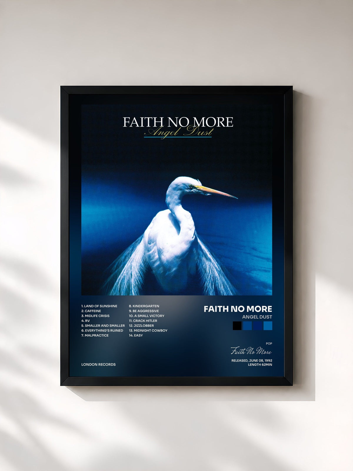 #noir Tableau de l'album Angel Dust de Faith No More, cadre noir, imprimé et encadré en France