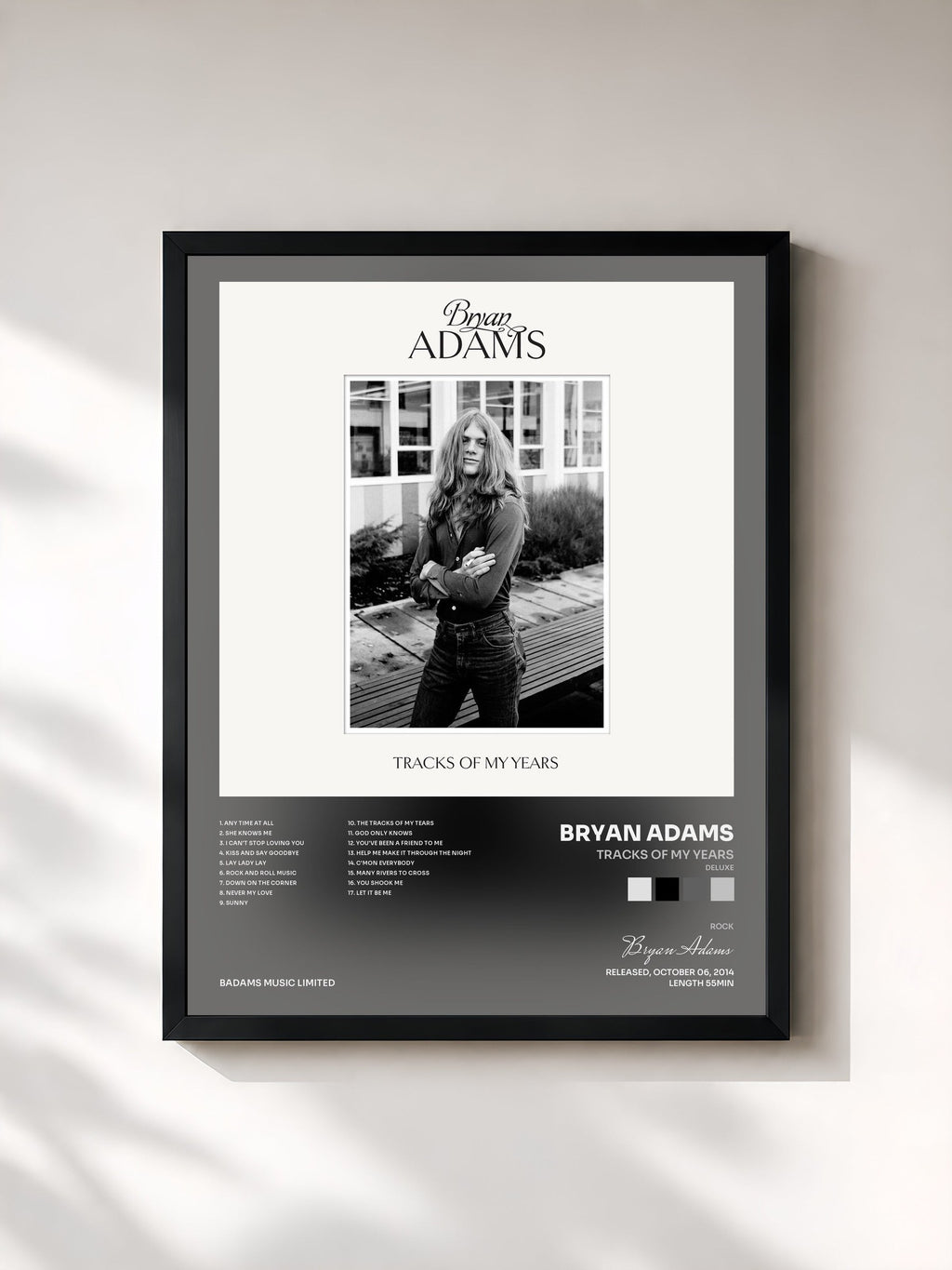 #noir Tracks of My Years (Deluxe) di Bryan Adams in stampa incorniciata, cornice nera, stampata e incorniciata in Francia