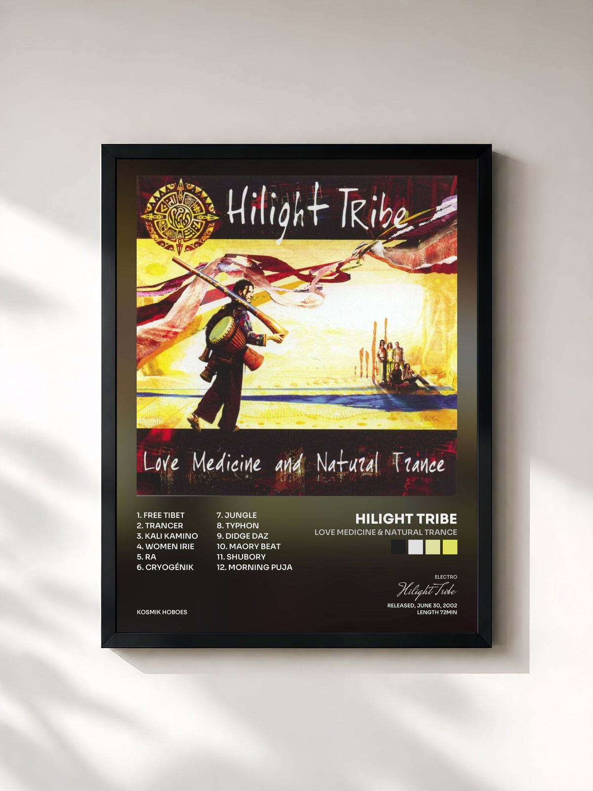 #noir Tableau de l'album Love medicine & natural trance de Hilight Tribe, cadre noir, imprimé et encadré en France