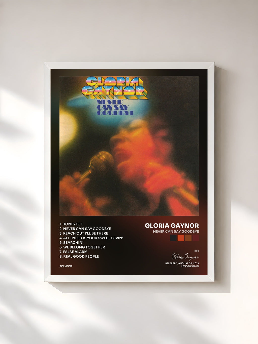 #blanc Never Can Say Goodbye von Gloria Gaynor als gerahmter Kunstdruck, weißer Rahmen, gedruckt und gerahmt in Frankreich