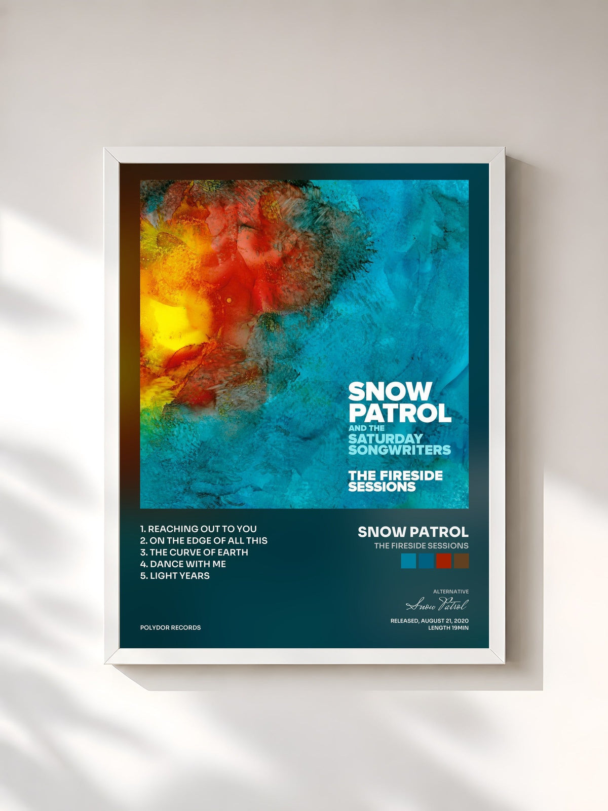 #blanc The Fireside Sessions von Snow Patrol als gerahmter Kunstdruck, weißer Rahmen, gedruckt und gerahmt in Frankreich