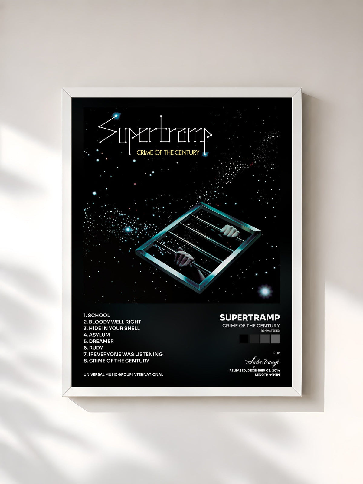 #blanc Crime Of The Century (Remastered) di Supertramp in stampa incorniciata, cornice bianca, stampata e incorniciata in Francia