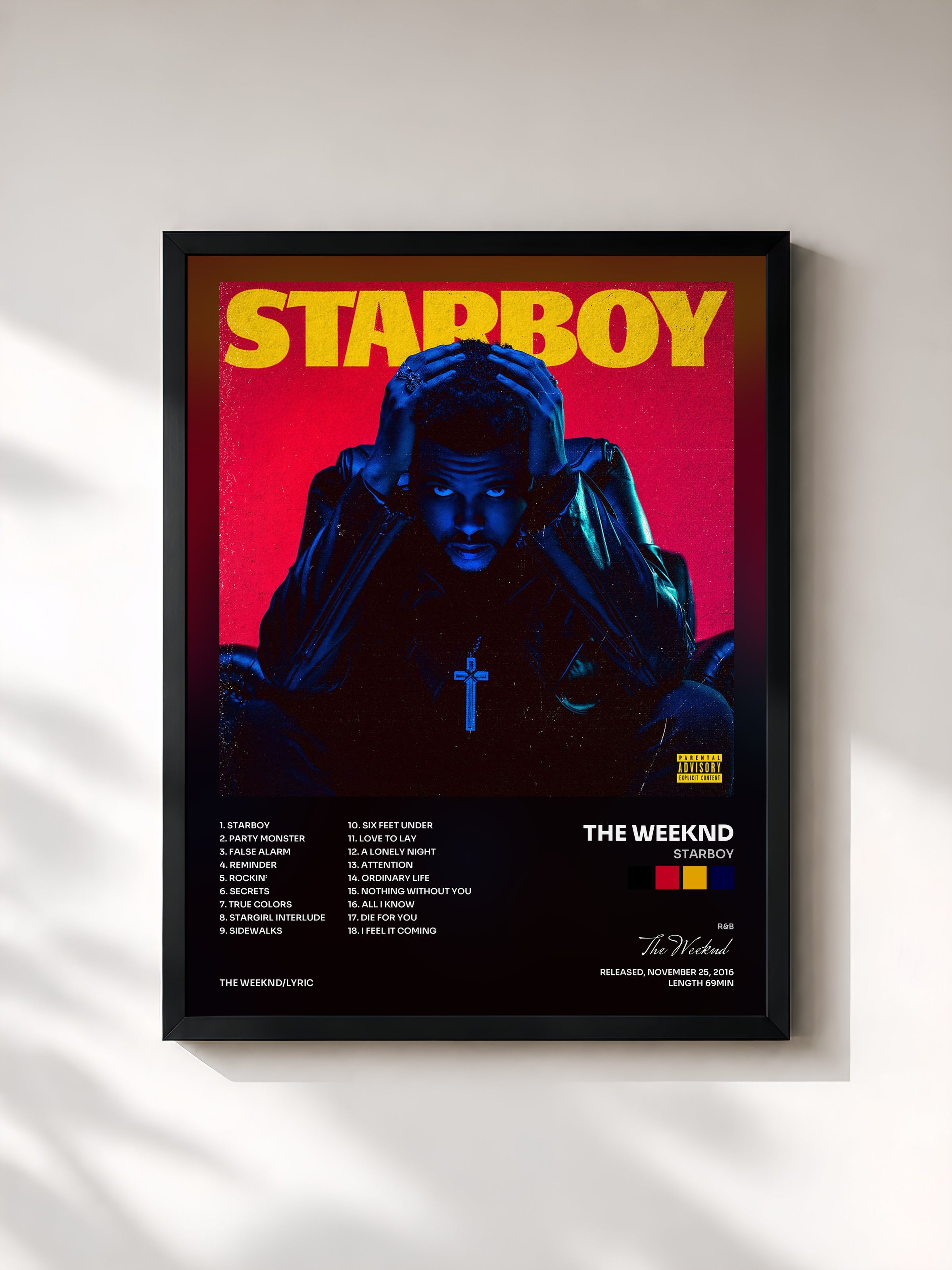 #noir Starboy di The Weeknd in stampa incorniciata, cornice nera, stampata e incorniciata in Francia