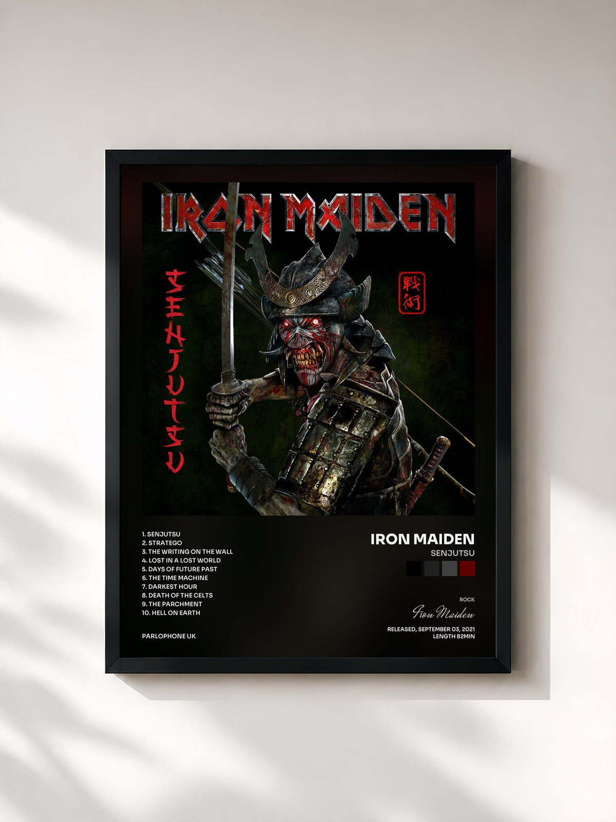 #noir Tableau de l'album Senjutsu de Iron Maiden, cadre noir, imprimé et encadré en France