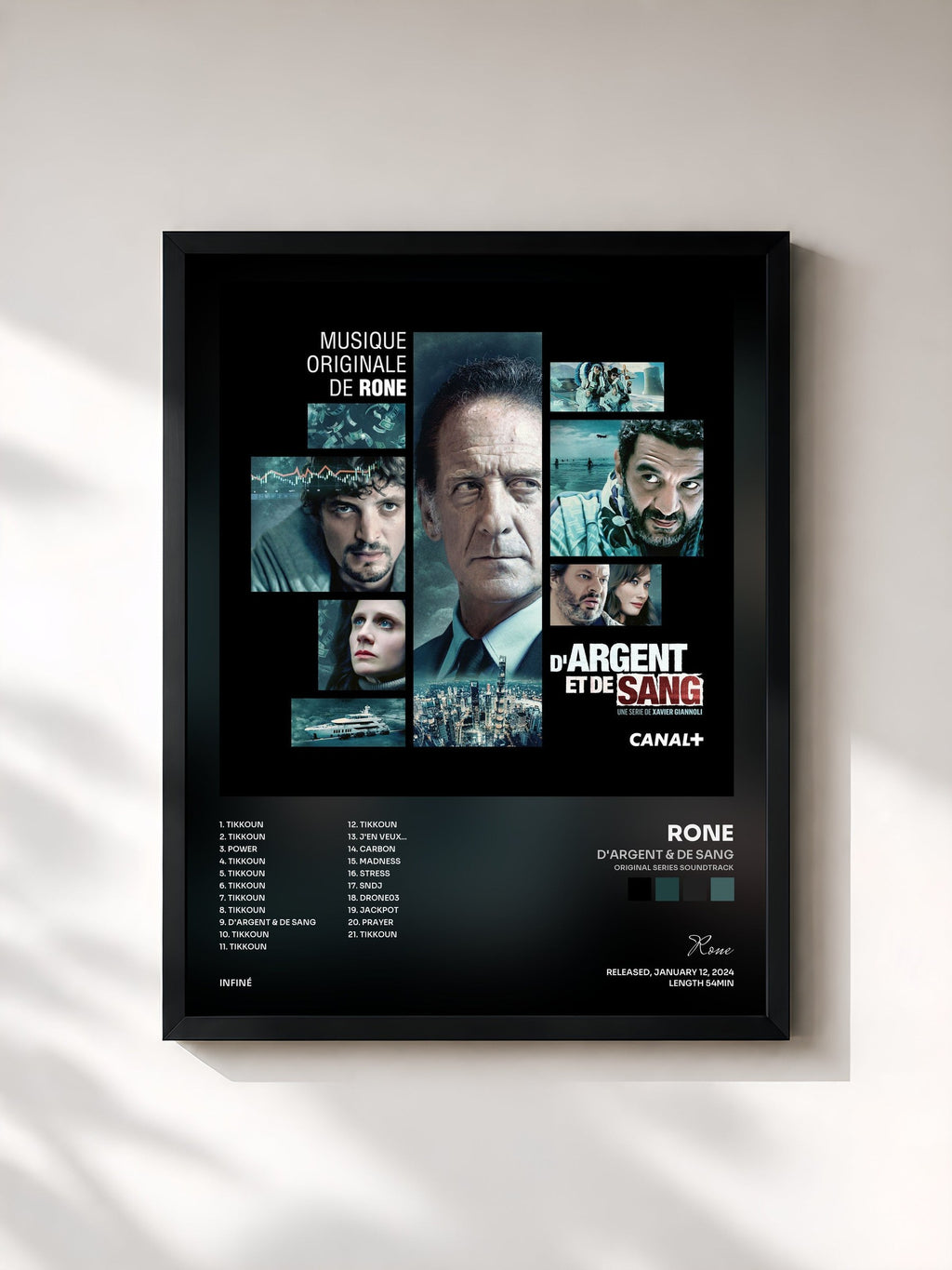 #noir D'Argent & De Sang (Original Series Soundtrack) di Rone in stampa incorniciata, cornice nera, stampata e incorniciata in Francia